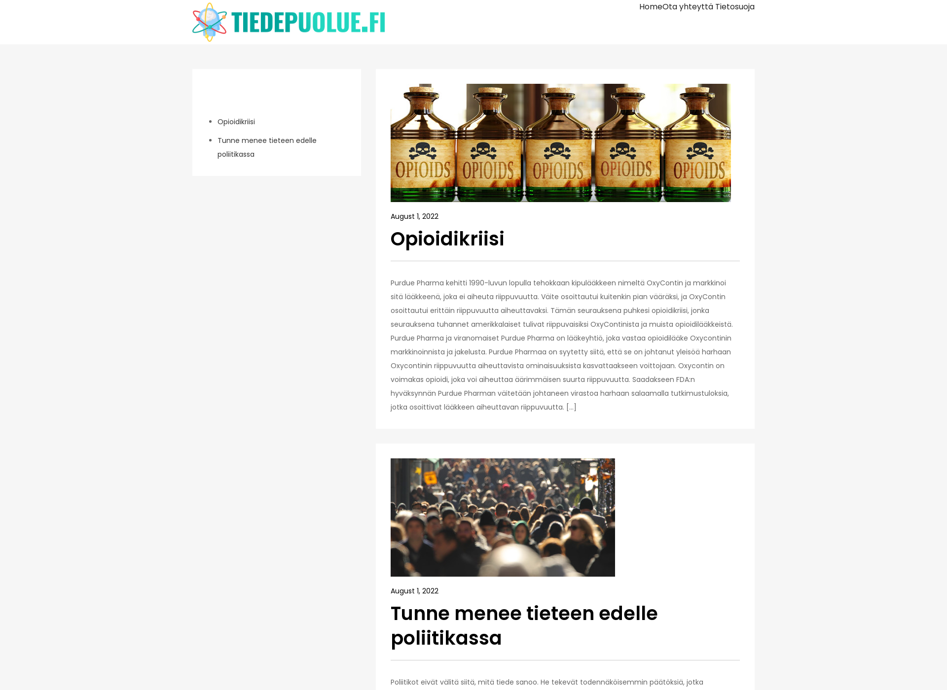 Skärmdump för tiedepuolue.fi
