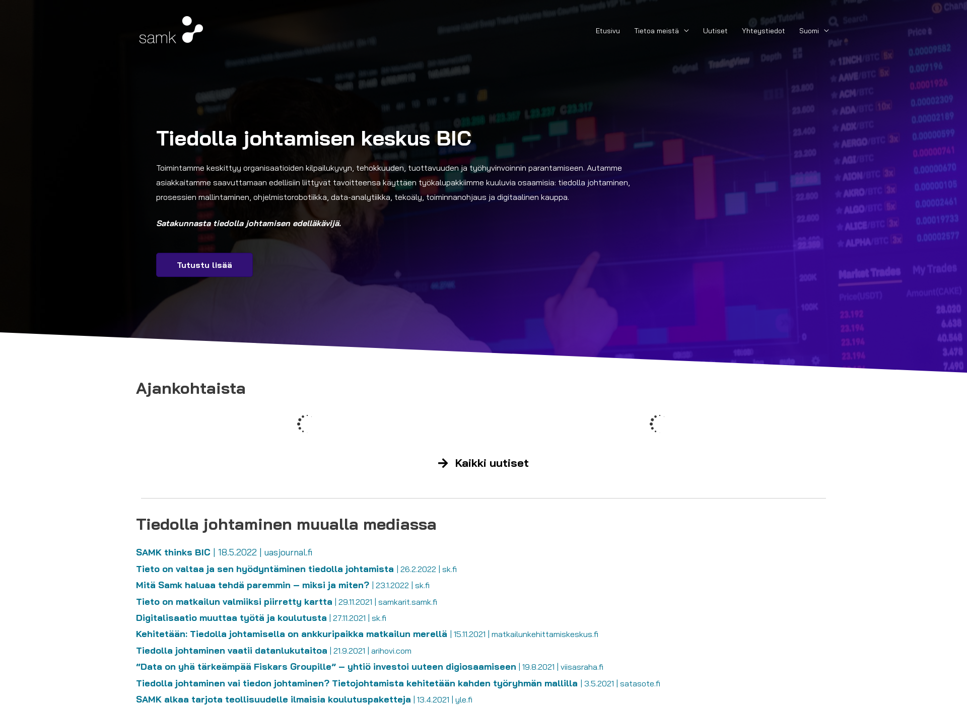 Skärmdump för tiedollajohtaminen.fi