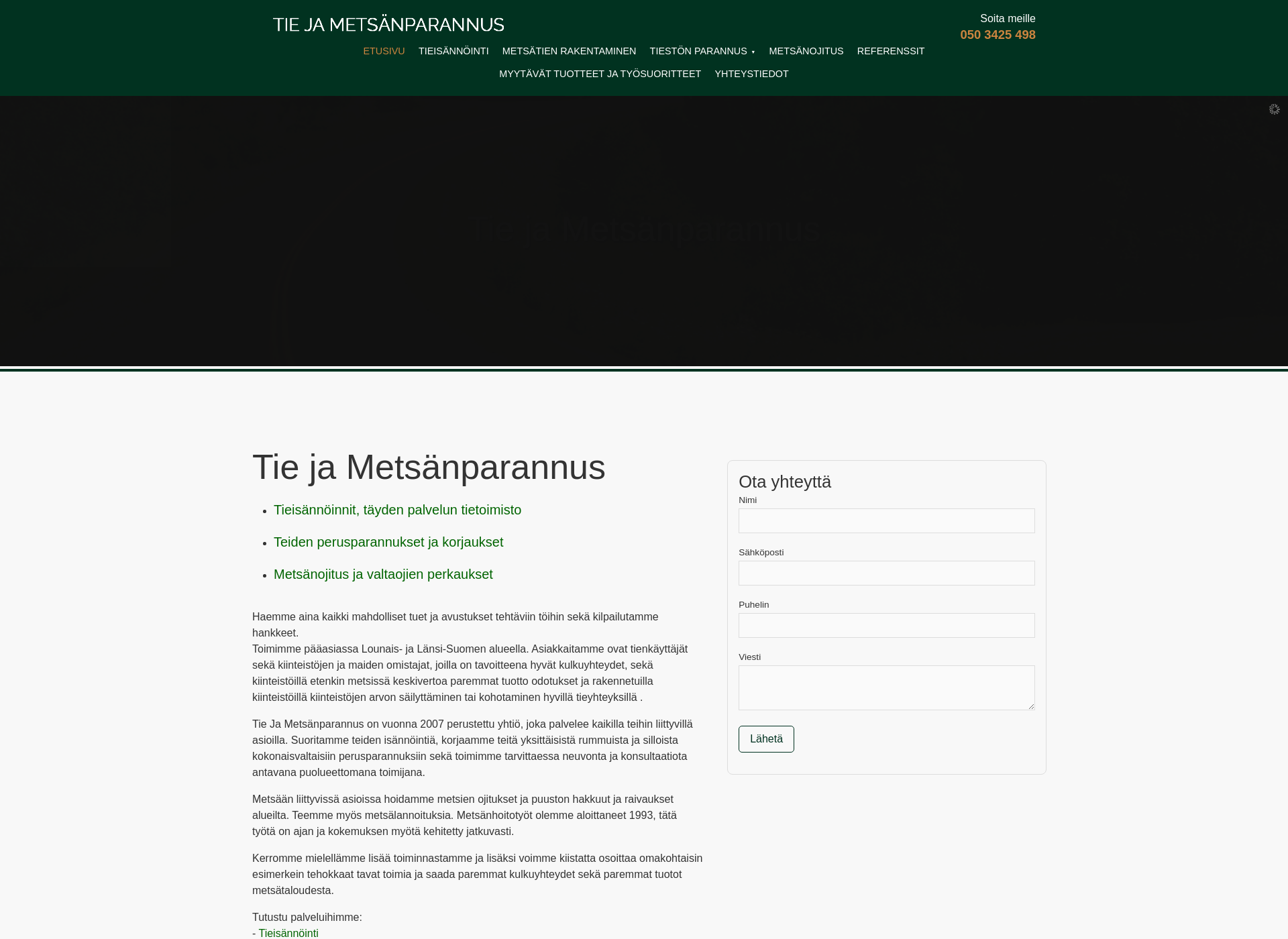 Skärmdump för tiejametsanparannus.fi