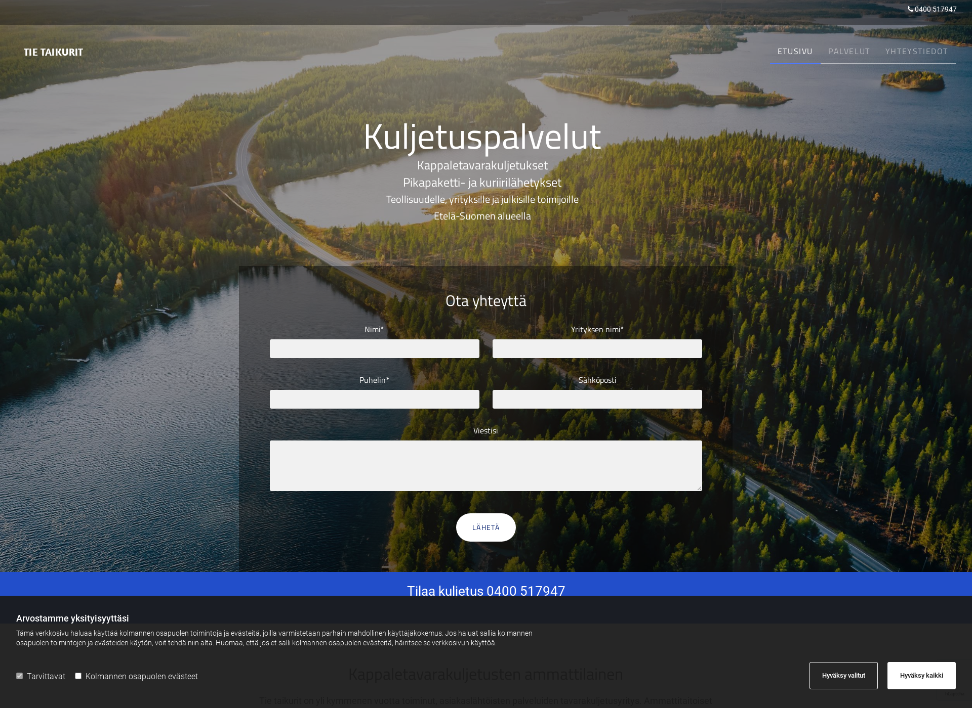 Skärmdump för tietaikurit.fi