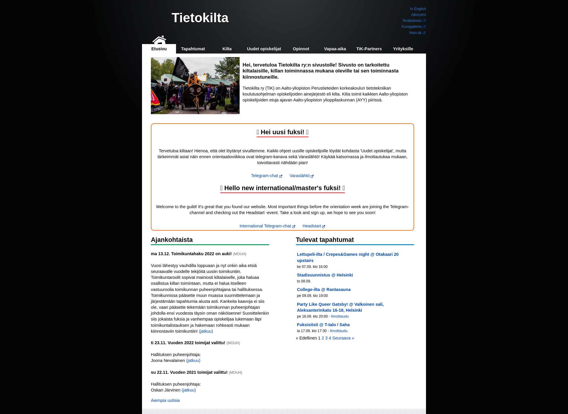 Screenshot for tietokilta.fi