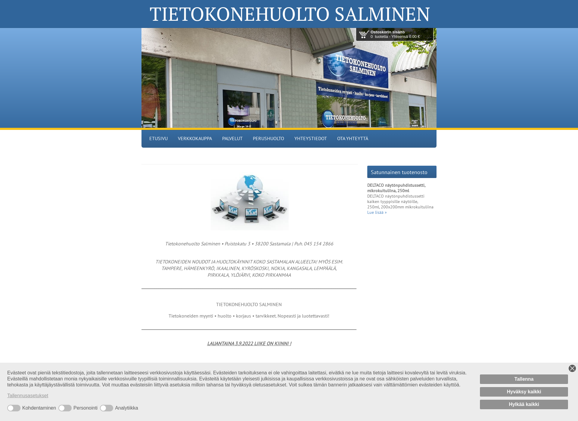 Skärmdump för tietokonehuoltoja.fi