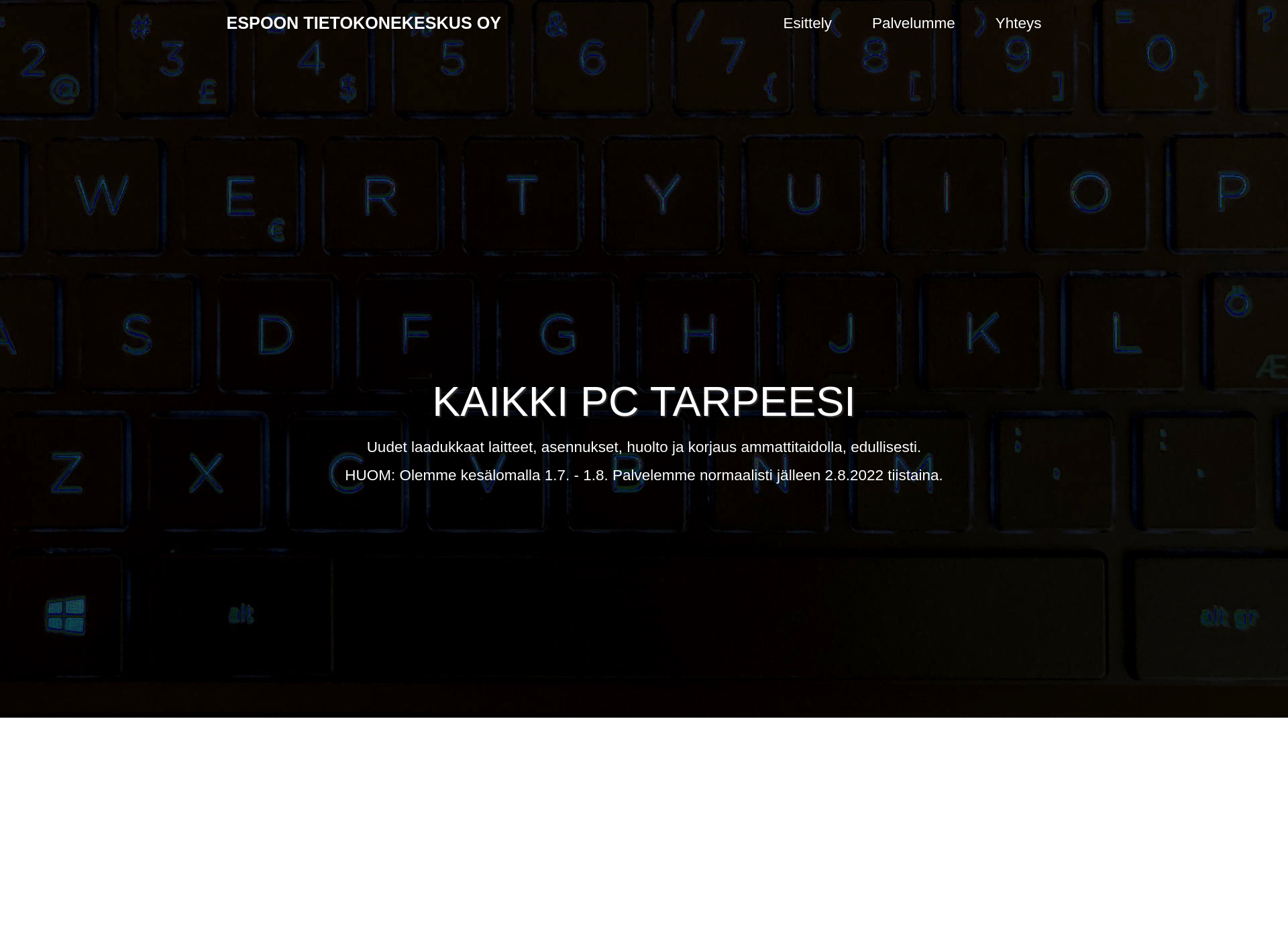 Skärmdump för tietokonekeskus.com