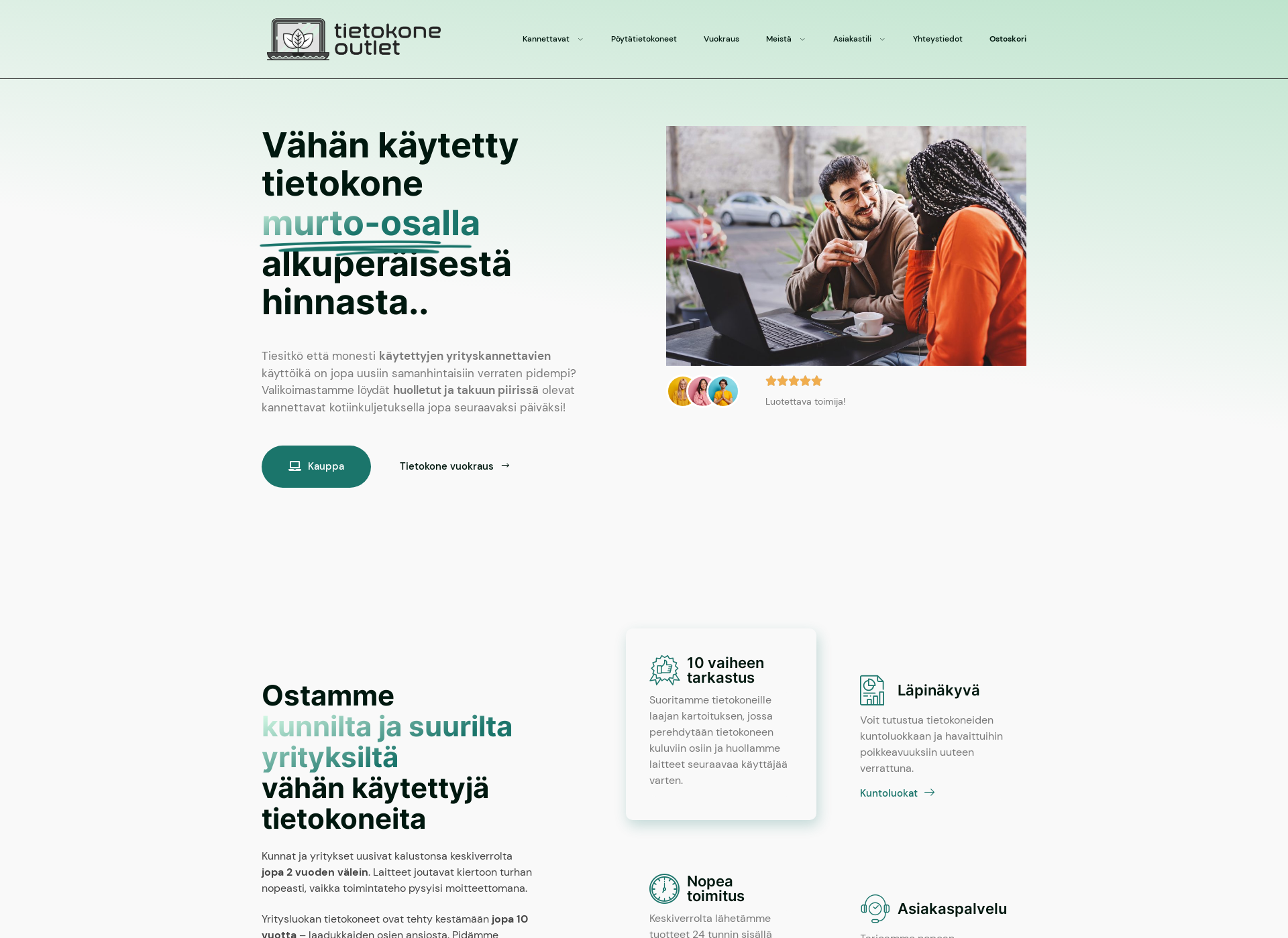 Skärmdump för tietokoneoutlet.fi