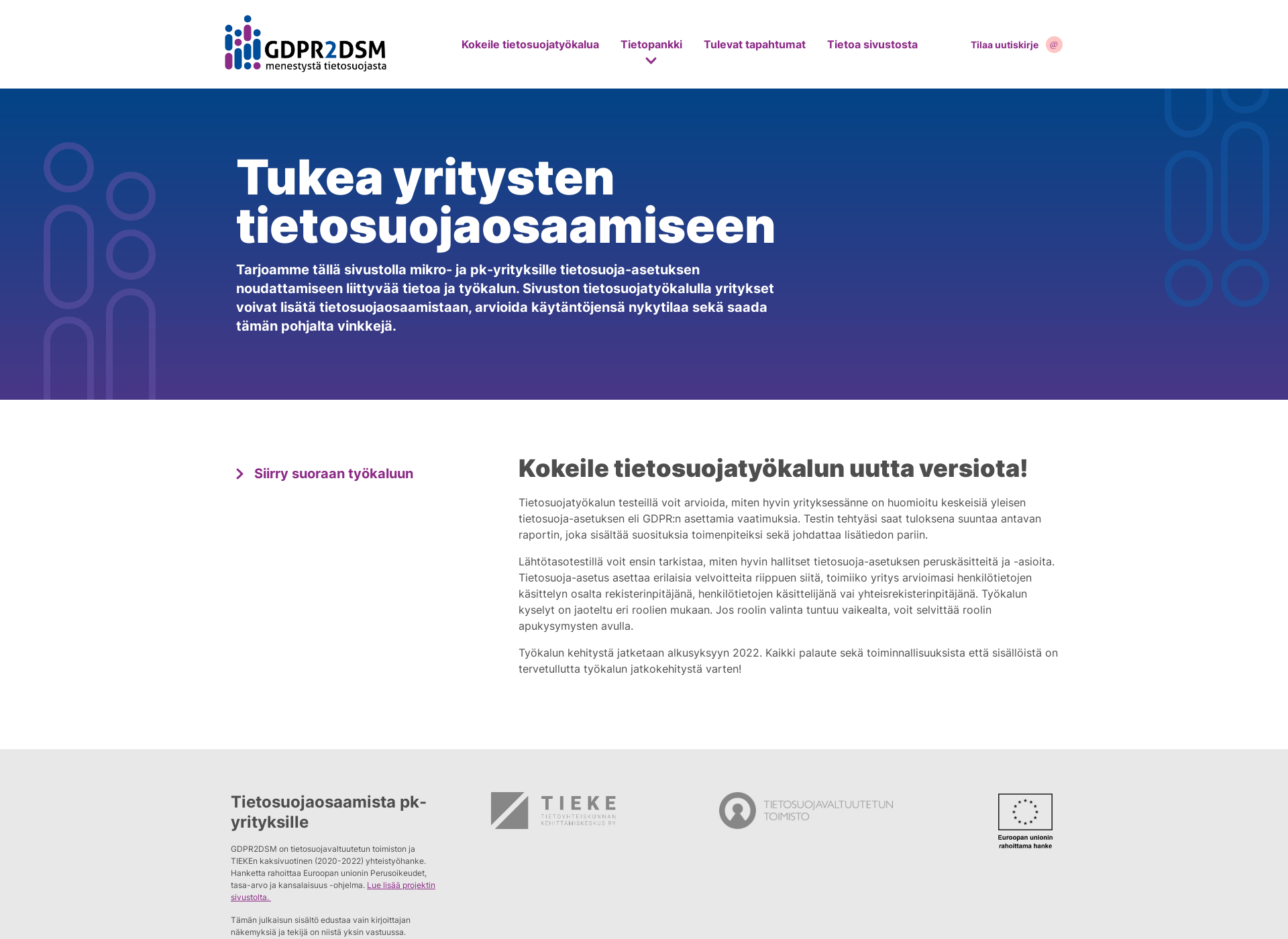 Näyttökuva tietosuojaapkyrityksille.fi