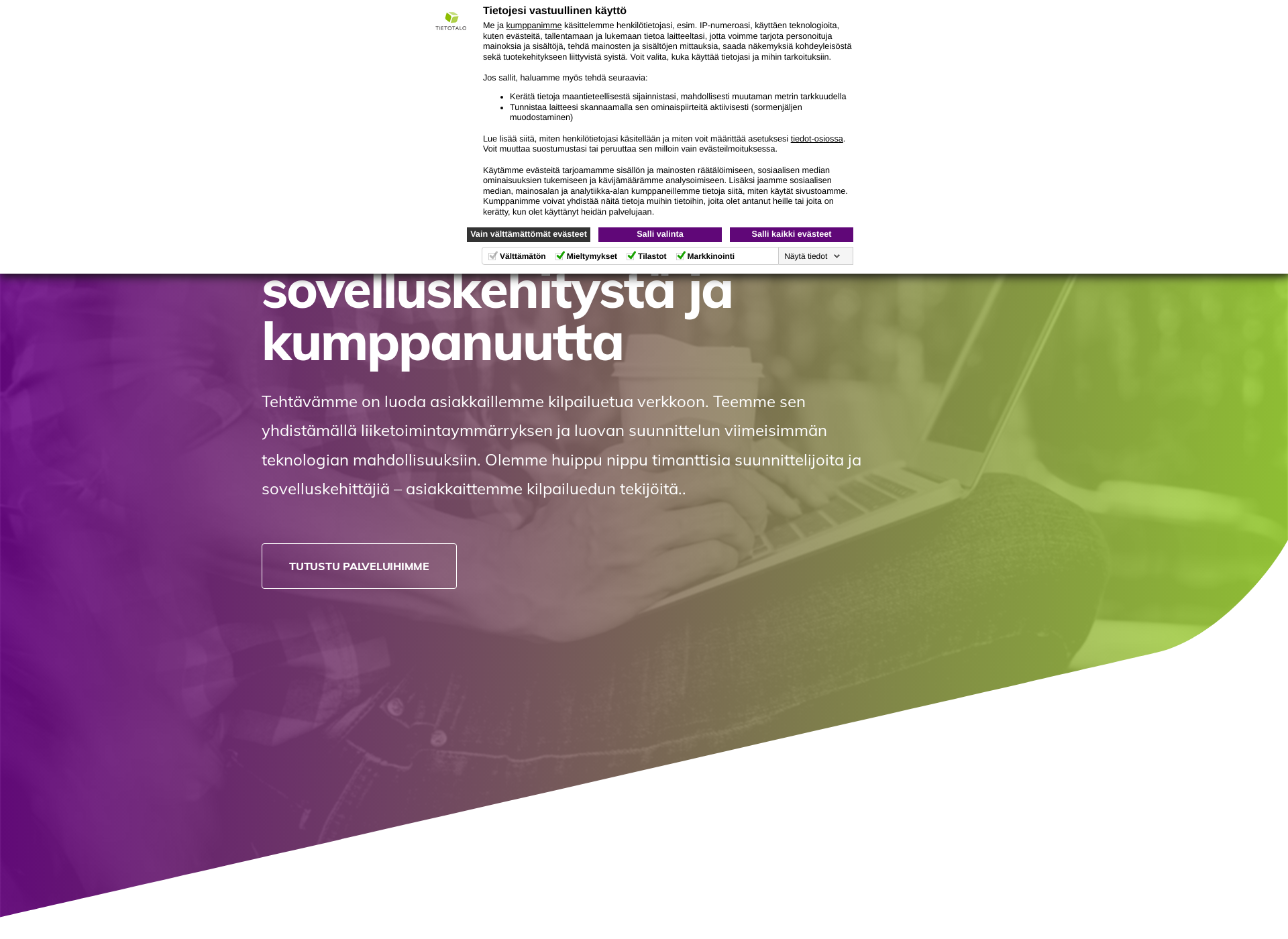 Skärmdump för tietotalo.fi