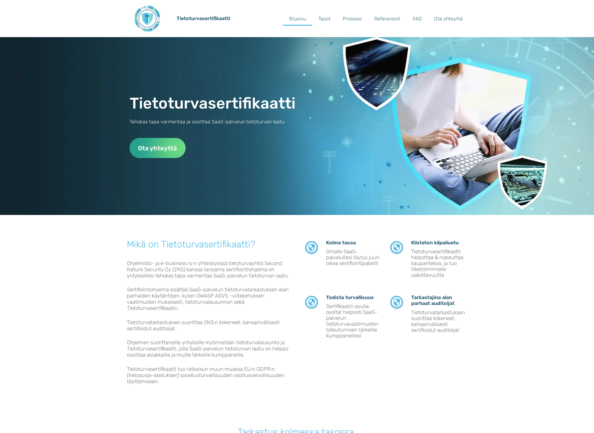 Skärmdump för tietoturvasertifikaatti.fi