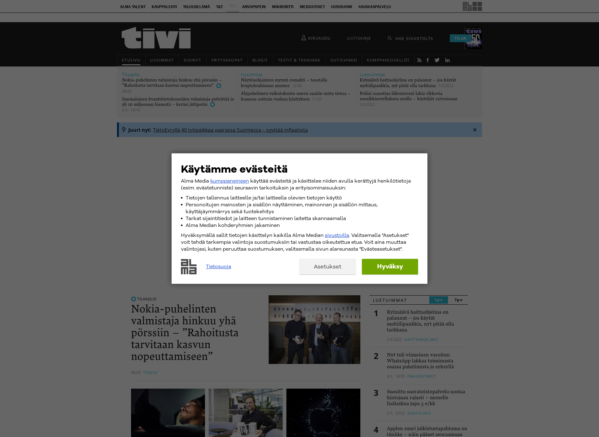 Skärmdump för tietoviikko.fi