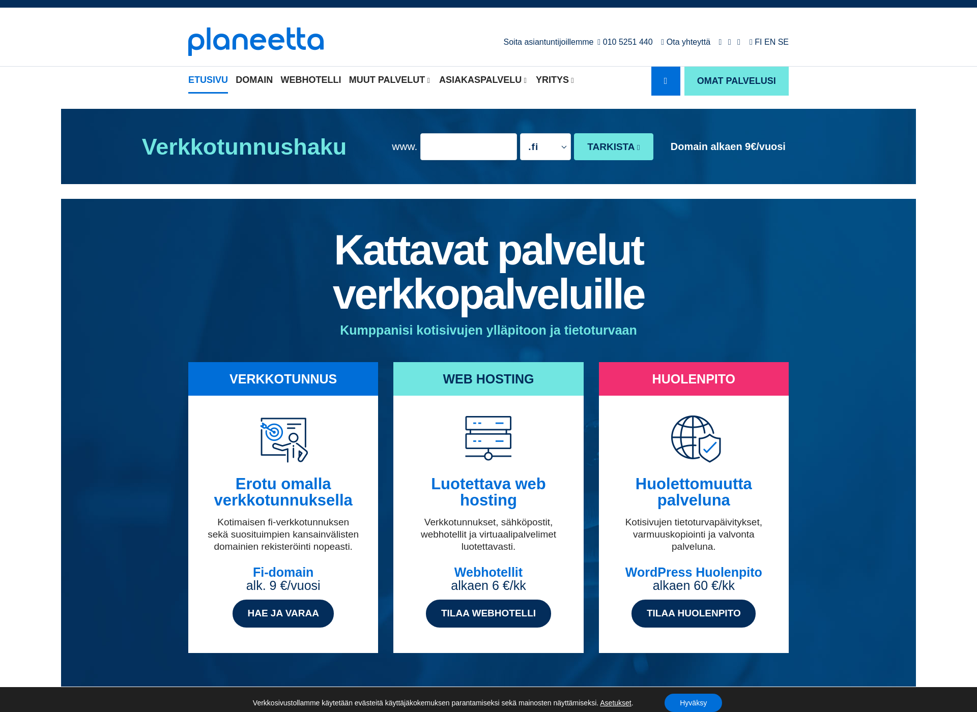 Skärmdump för tietoyhteiskuntaasiamies.fi