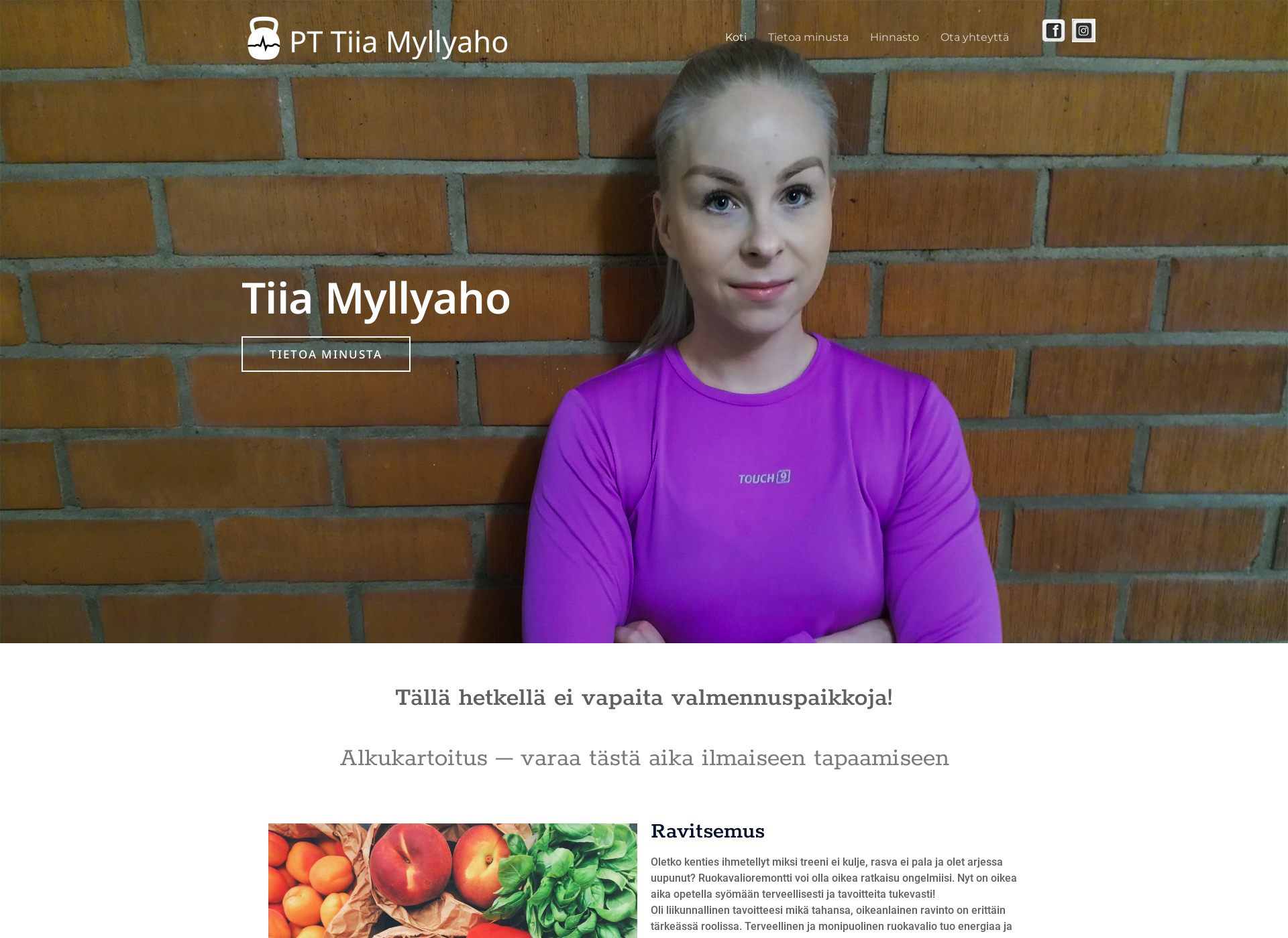 Skärmdump för tiiamyllyaho.fi