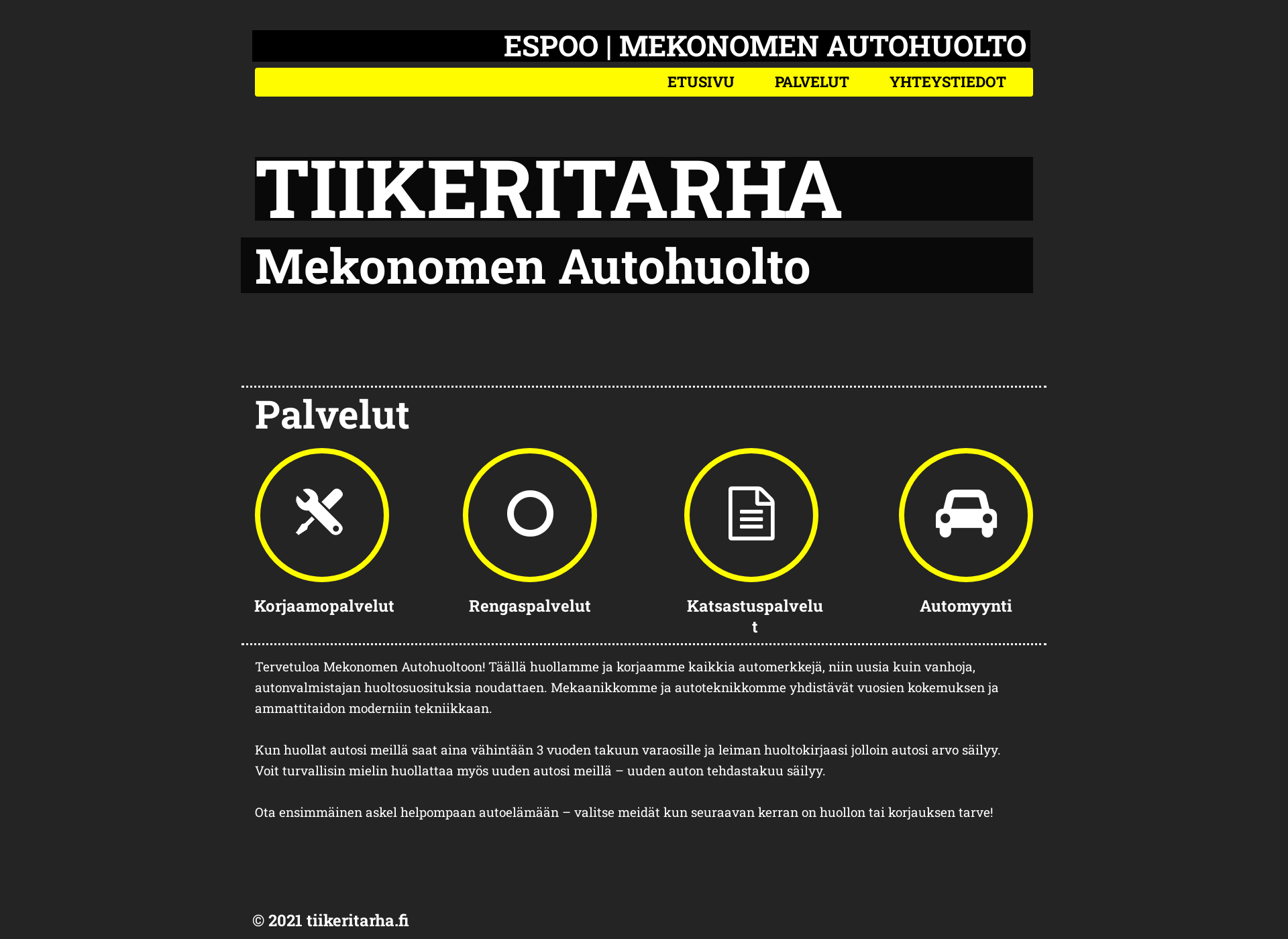 Skärmdump för tiikeritarha.fi