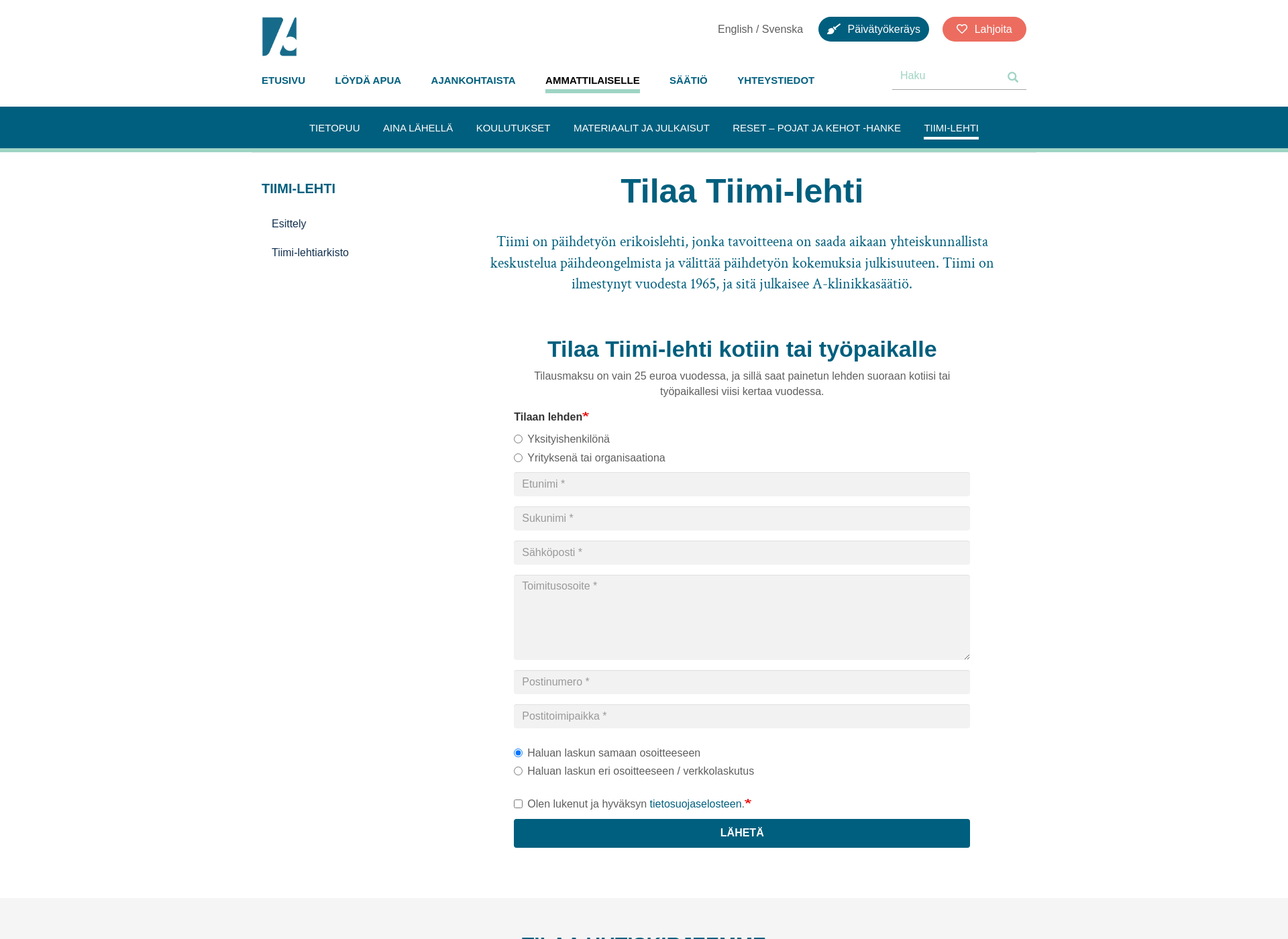 Screenshot for tiimilehti.fi