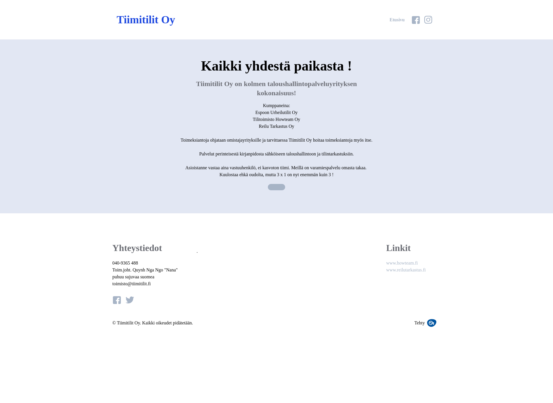 Skärmdump för tiimitilit.fi
