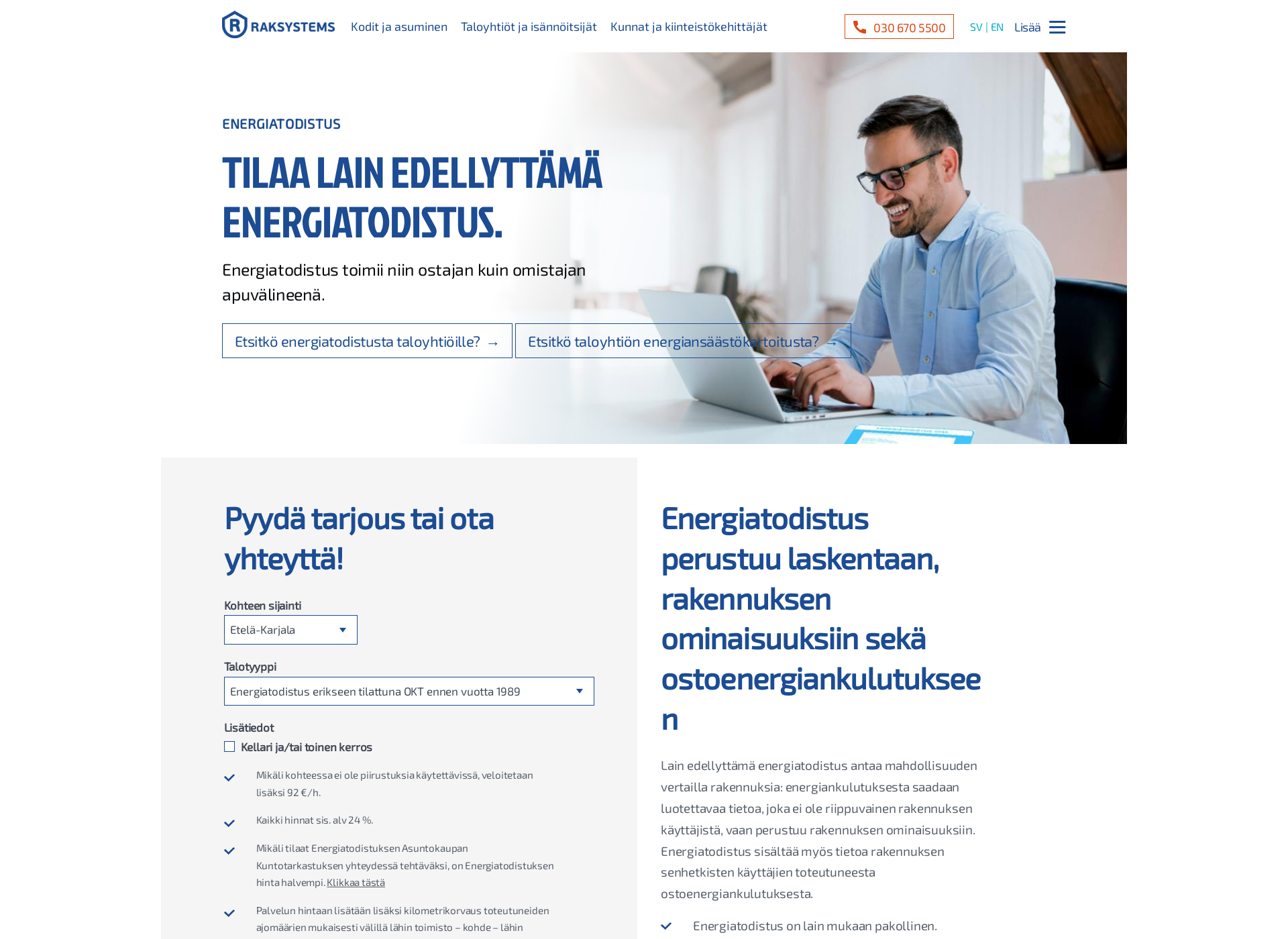 Skärmdump för tilaaenergiatodistus.fi