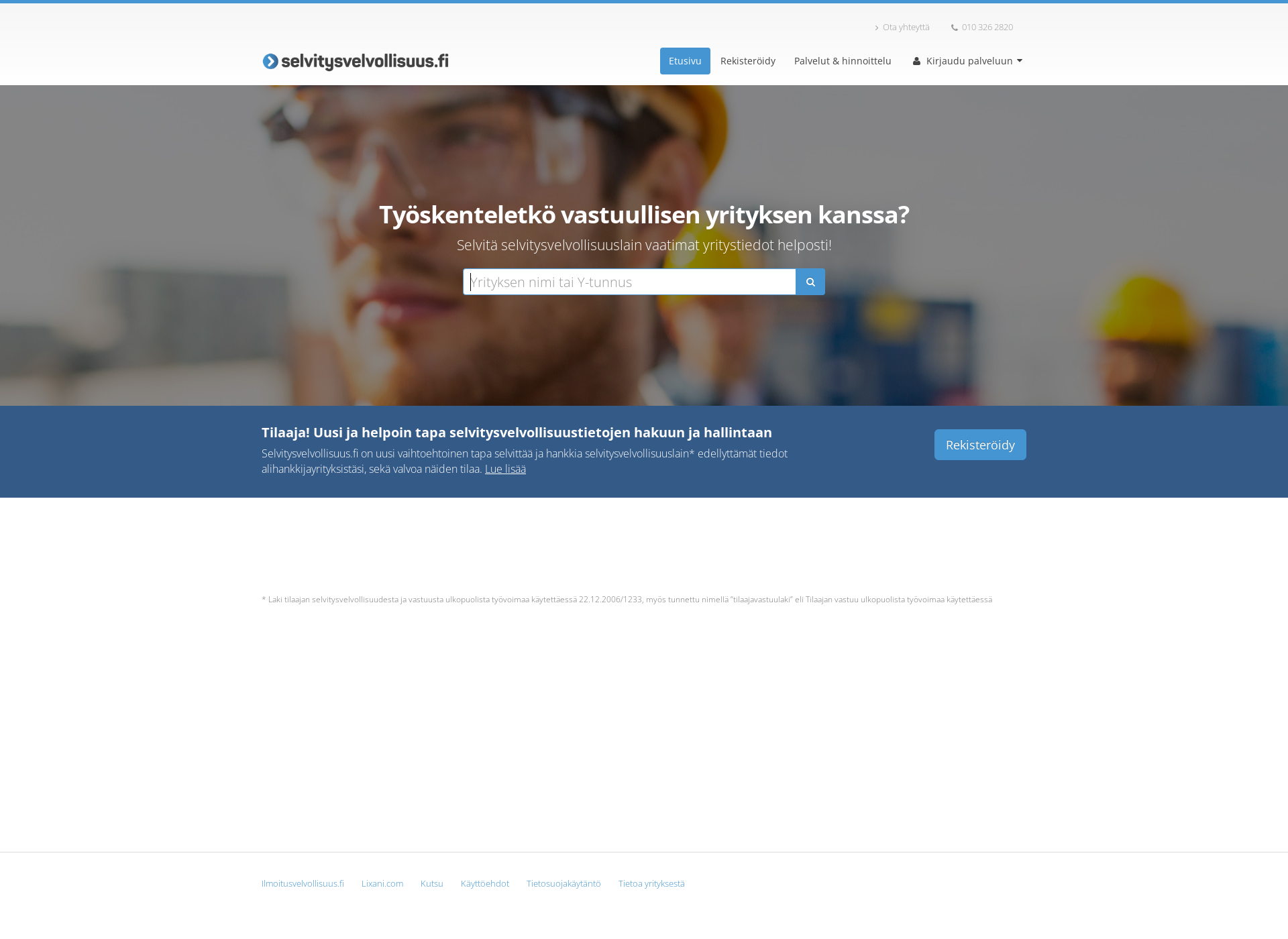 Skärmdump för tilaajanvelvollisuus.fi