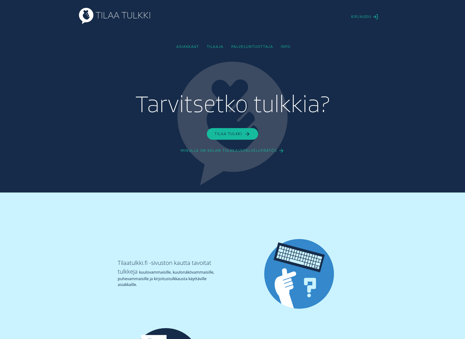 Skärmdump för tilaatulkki.fi