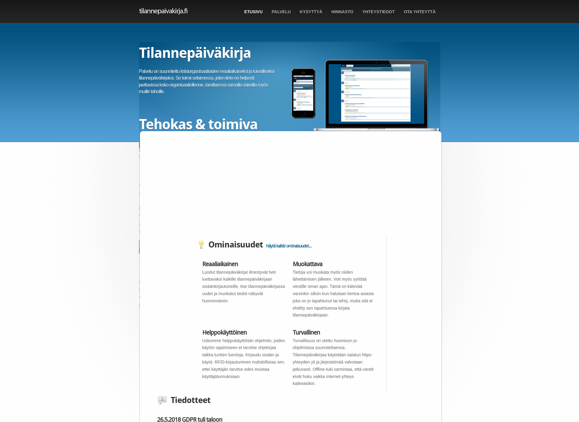 Screenshot for tilannepaivakirja.fi