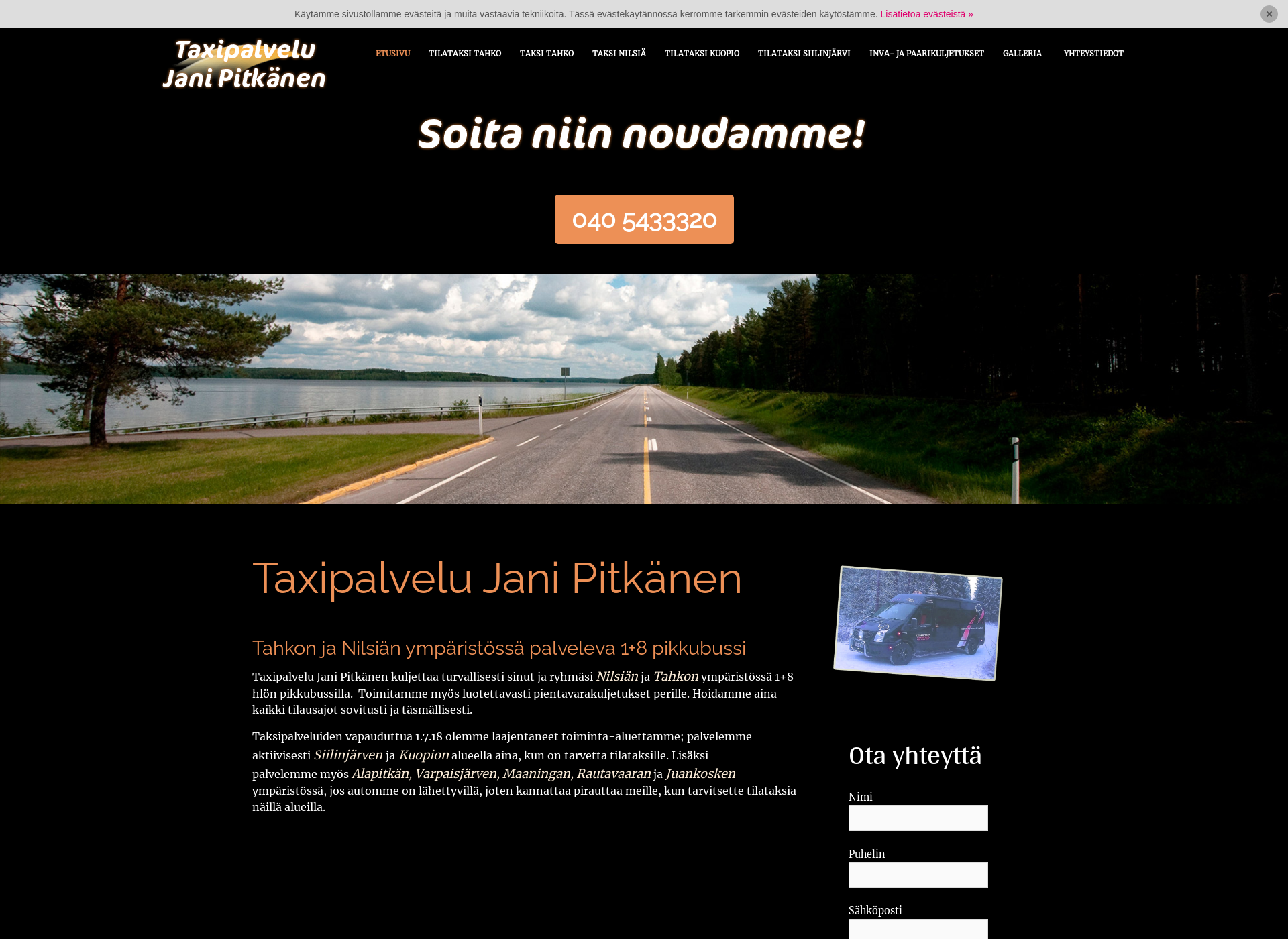 Skärmdump för tilataksitahko.fi