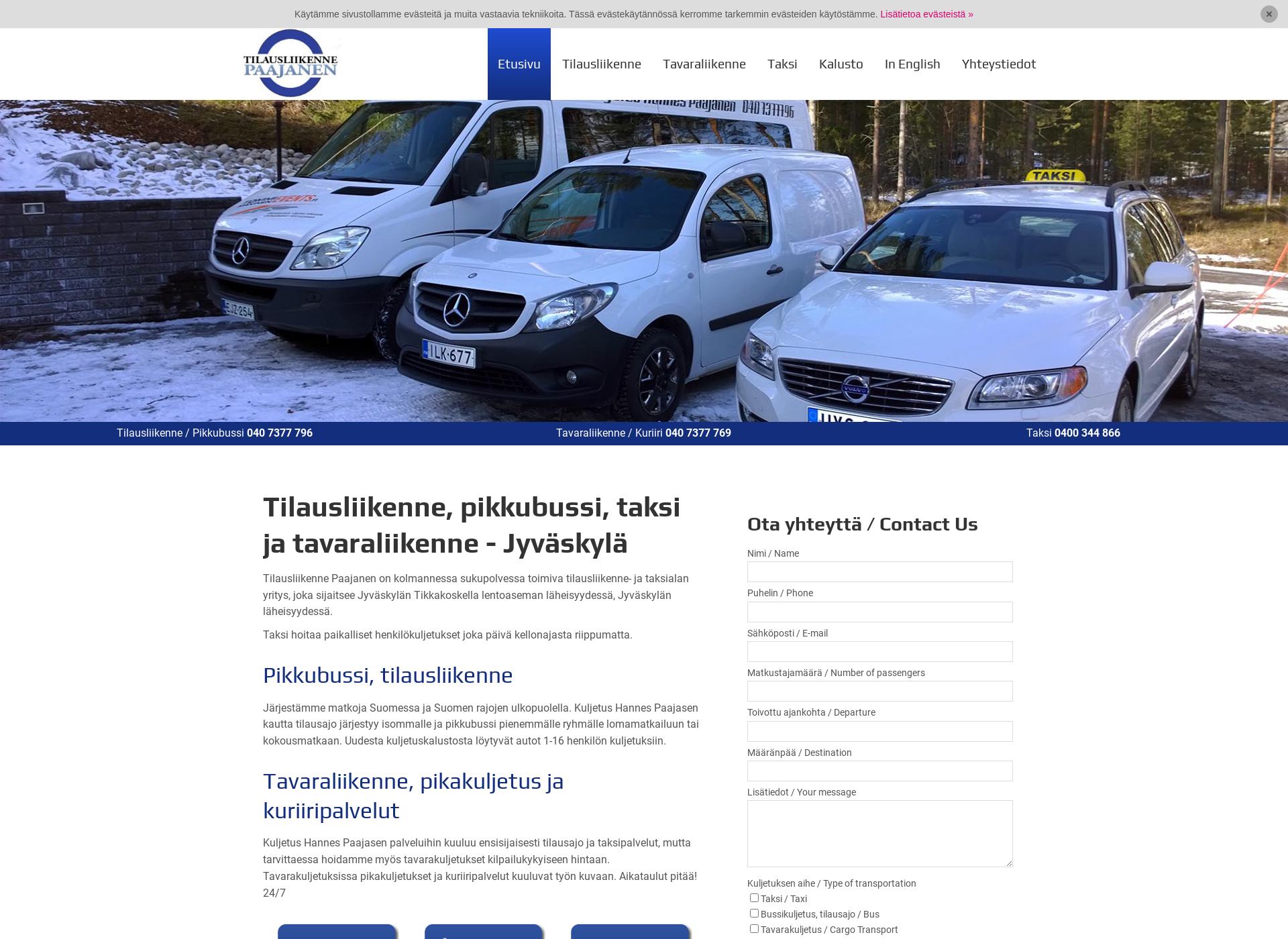 Screenshot for tilausliikennepaajanen.fi
