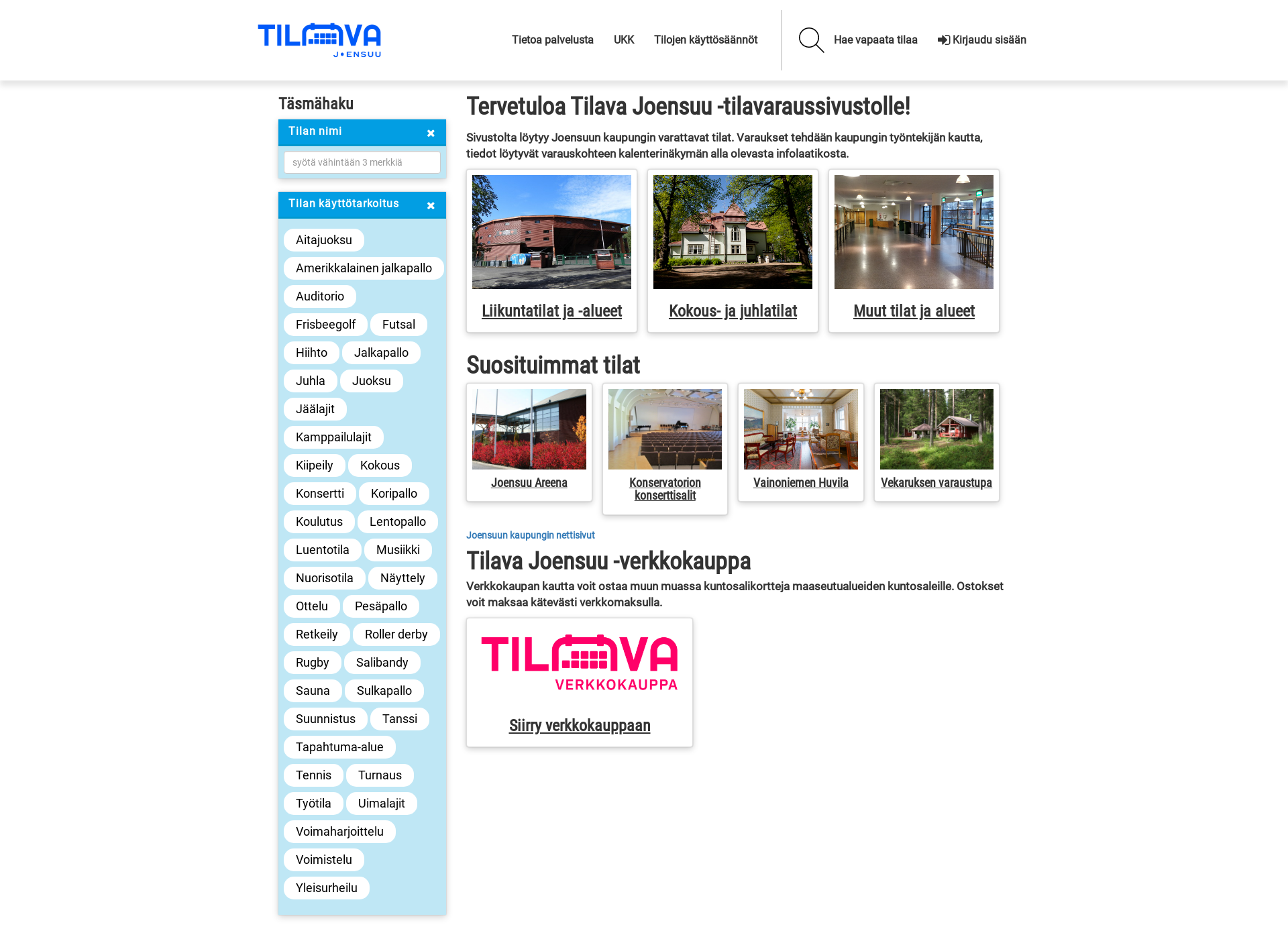Skärmdump för tilavajoensuu.fi