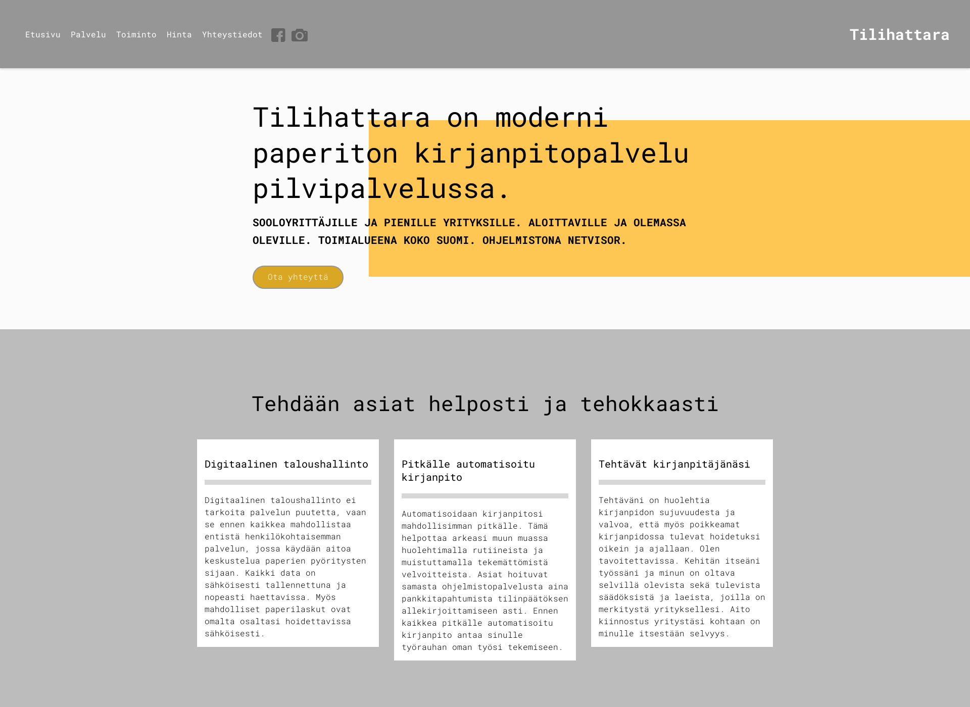 Skärmdump för tilihattara.fi