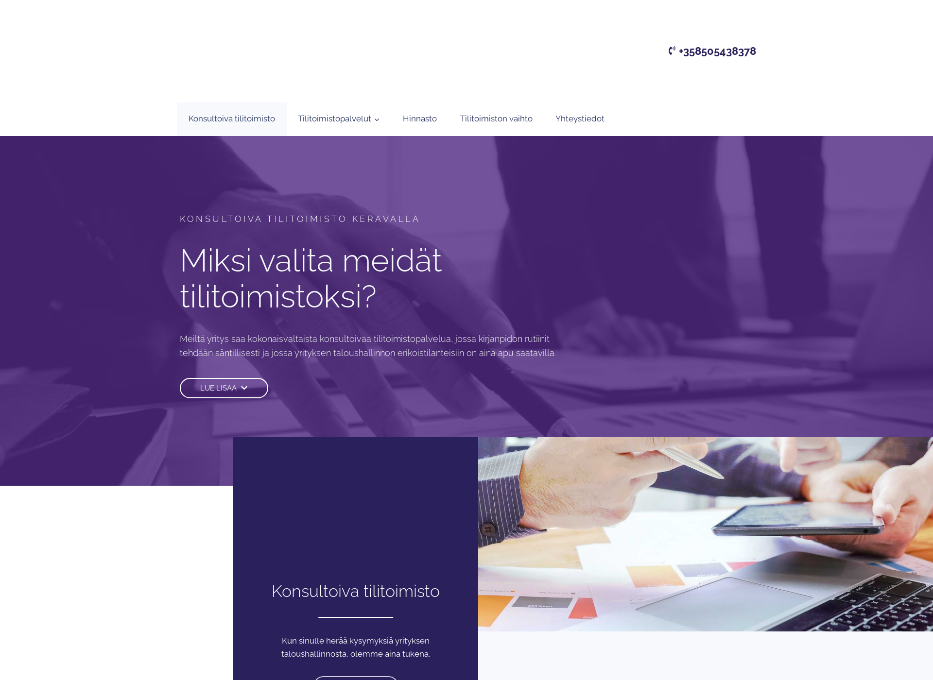 Skärmdump för tilihuovila.fi