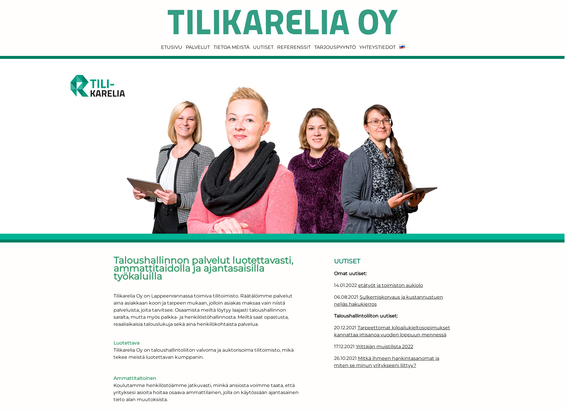 Skärmdump för tilikarelia.fi