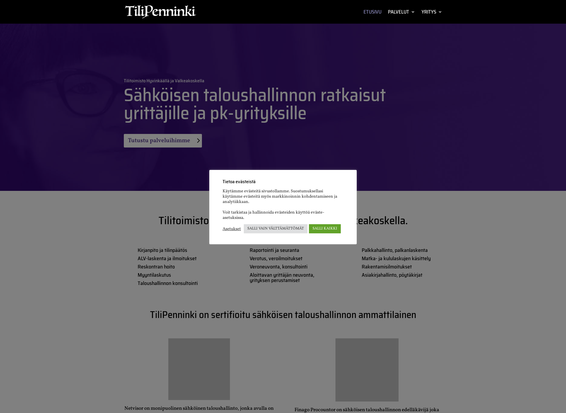 Skärmdump för tilipenninki.fi