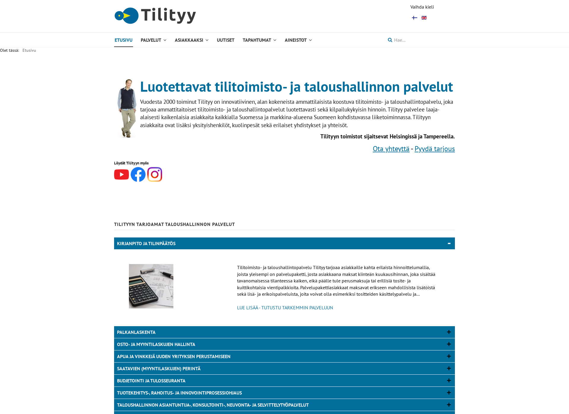 Skärmdump för tilitoimistotampereella.fi