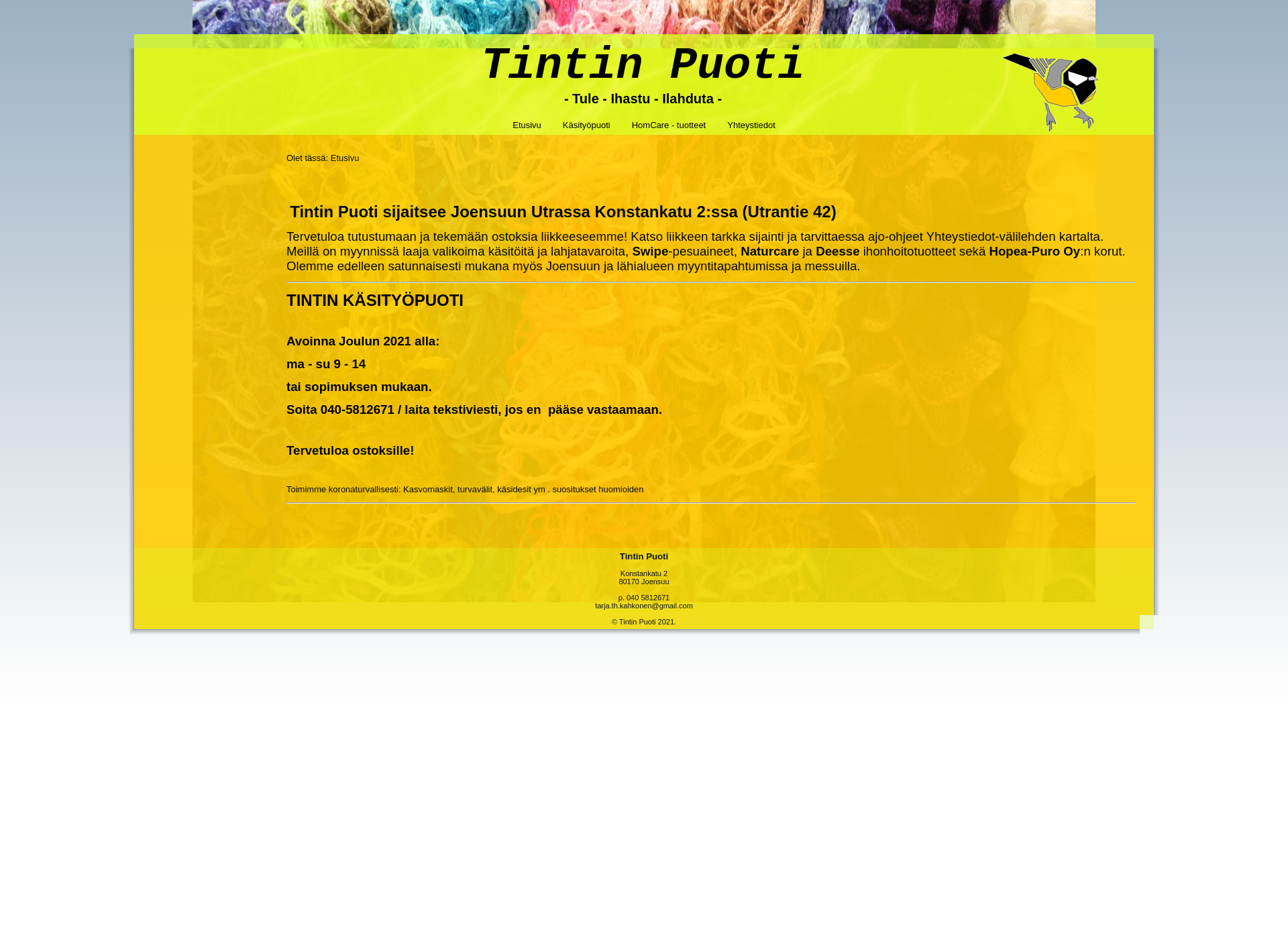 Skärmdump för tintinpuoti.fi