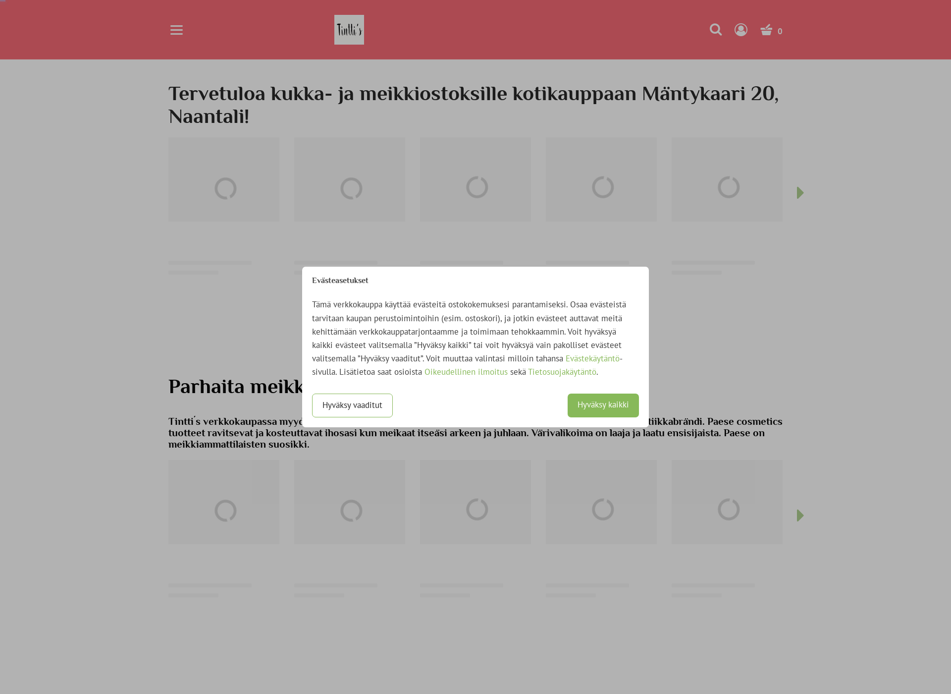 Skärmdump för tinttis.fi