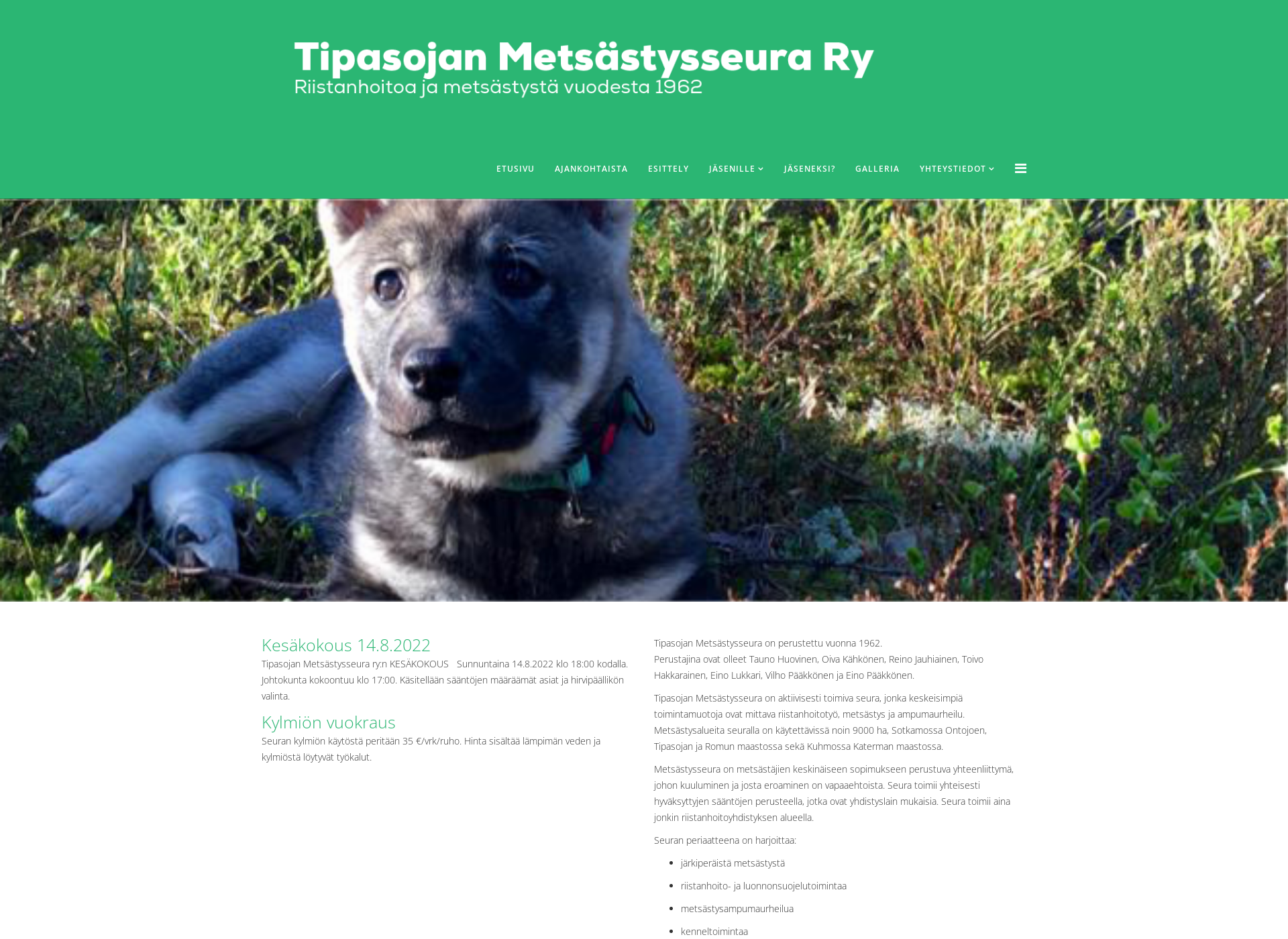 Skärmdump för tipasojanmetsastys.fi