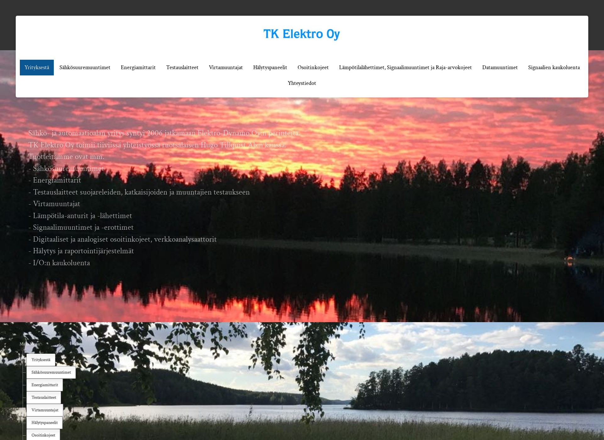 Skärmdump för tkelektro.fi