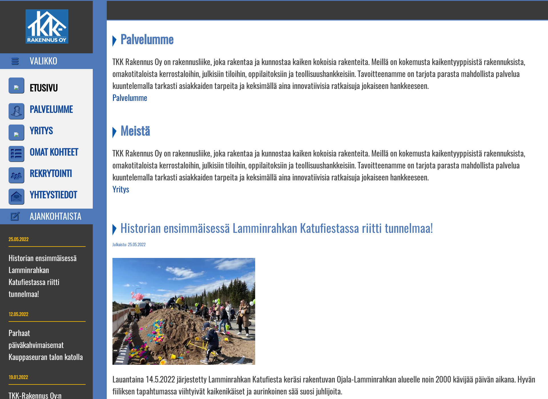 Screenshot for tkkrakennus.fi