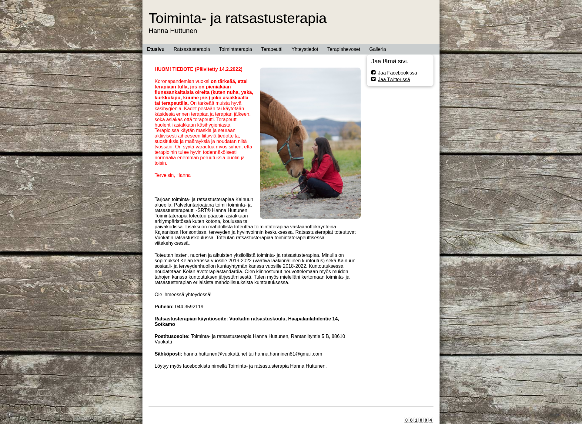 Screenshot for toihannanratsastusterapia.fi