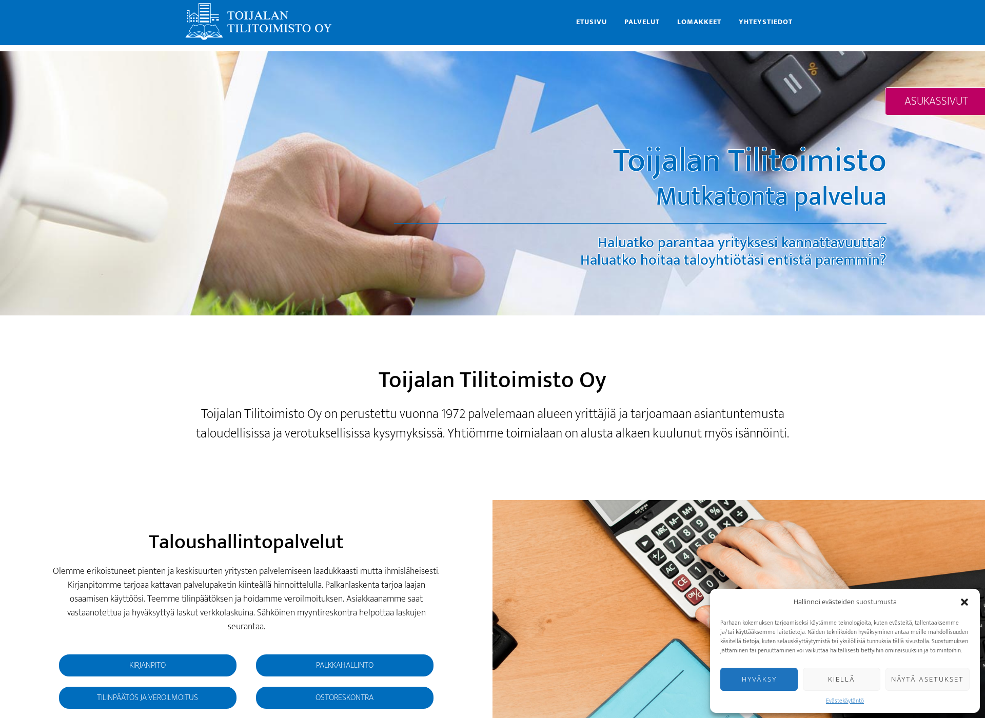 Skärmdump för toijalantilitoimisto.fi
