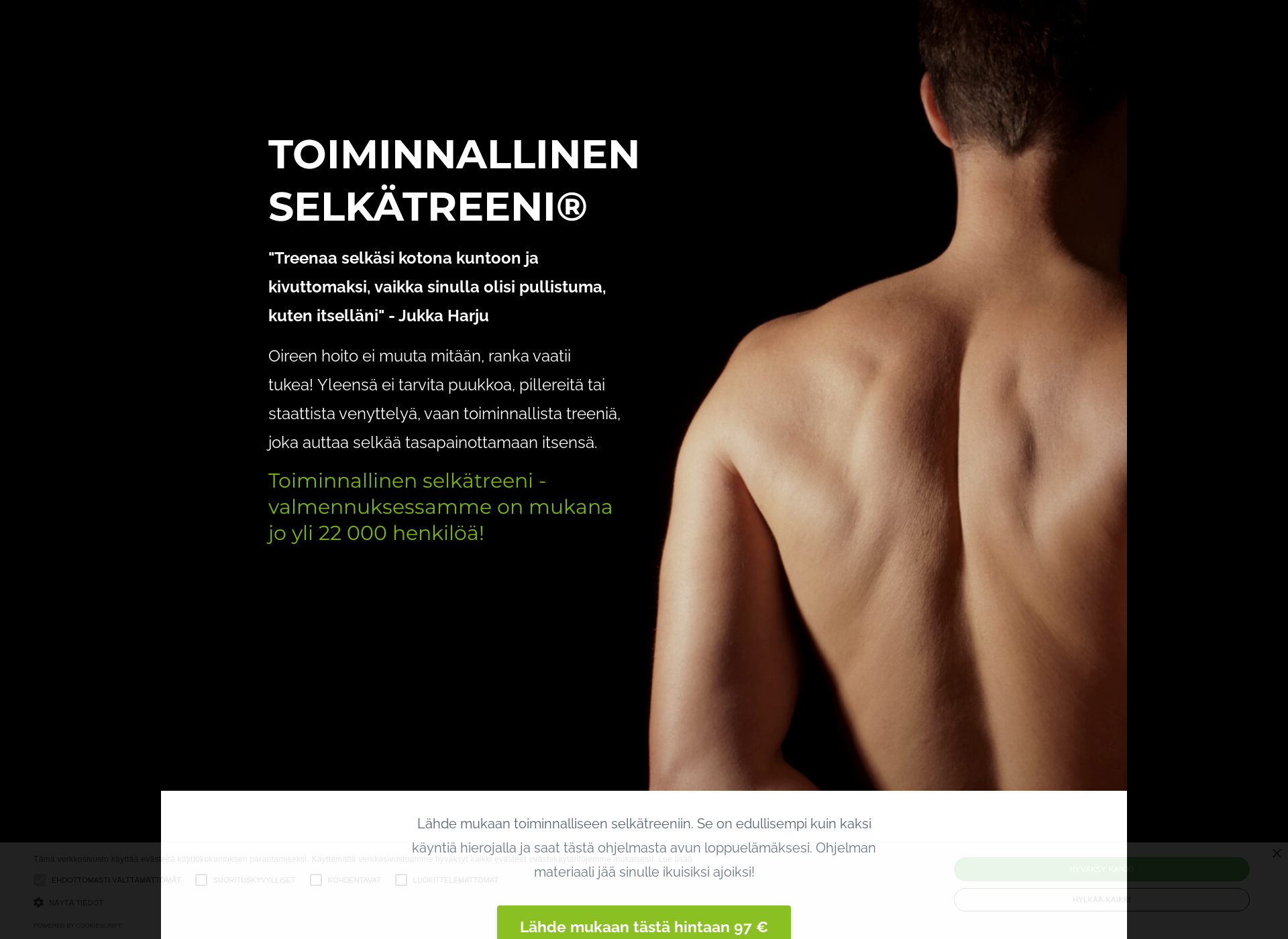 Screenshot for toiminnallinenselkatreeni.fi