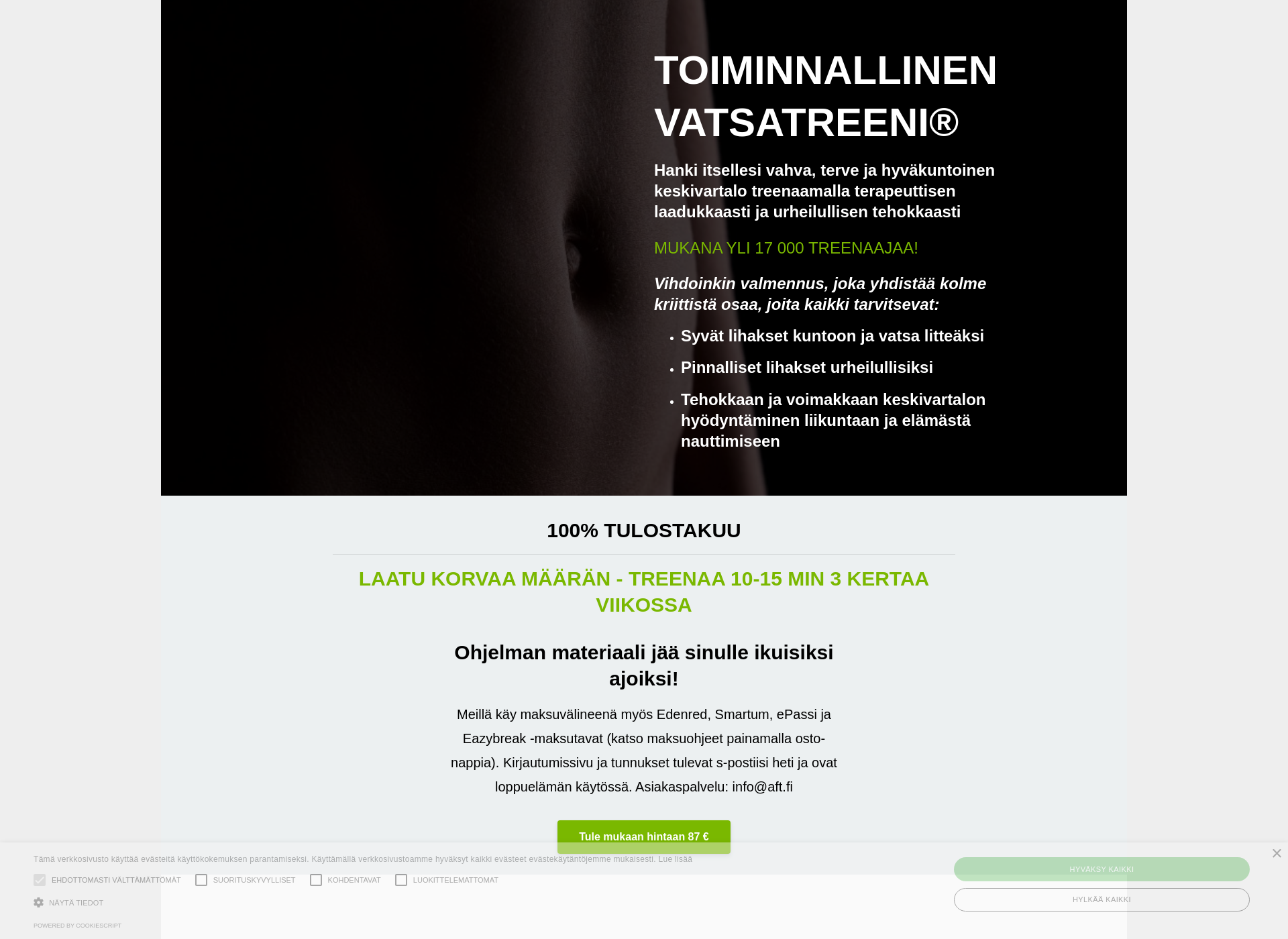 Screenshot for toiminnallinenvatsatreeni.fi