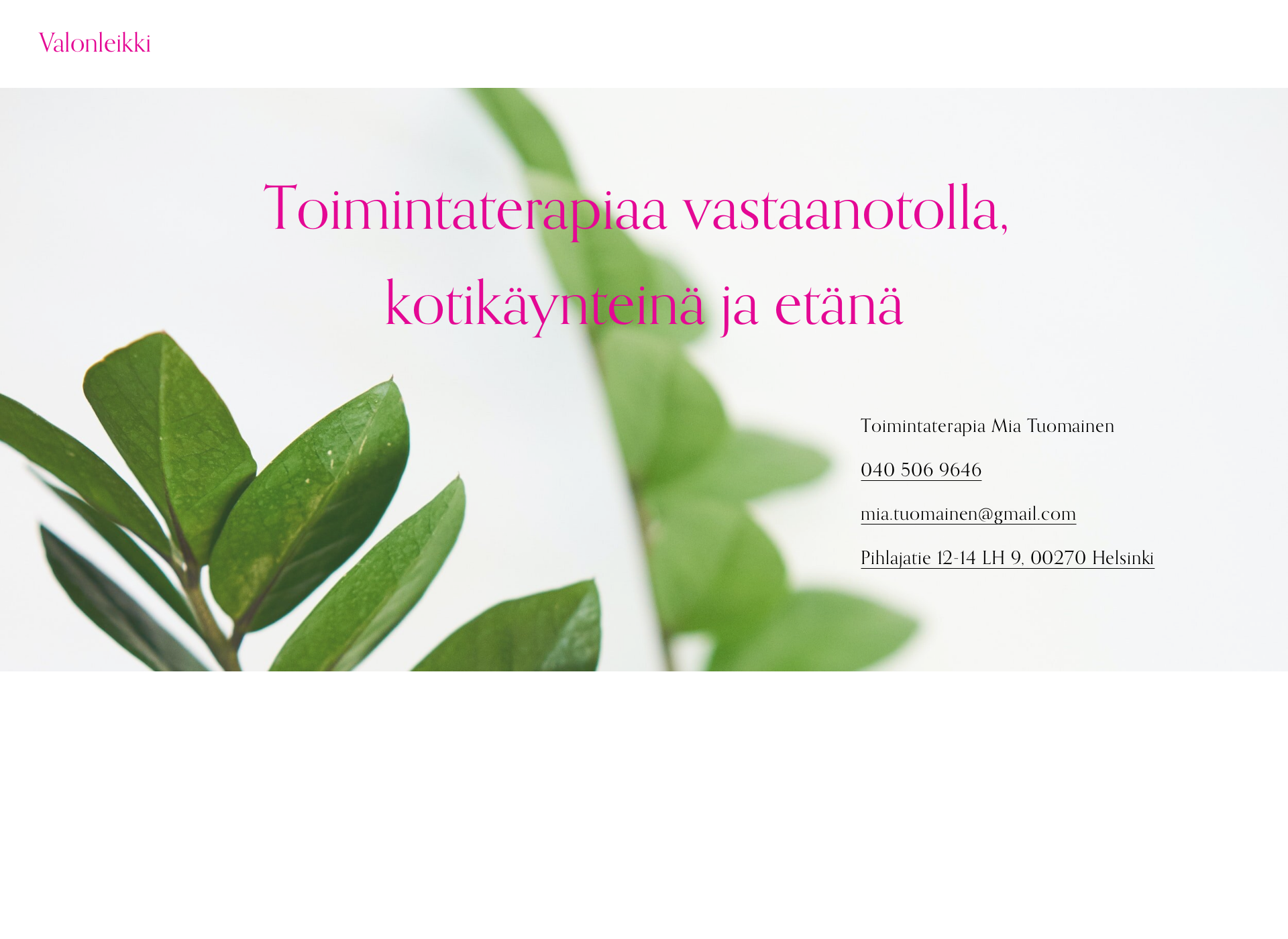 Skärmdump för toimintaterapiamiatuomainen.fi