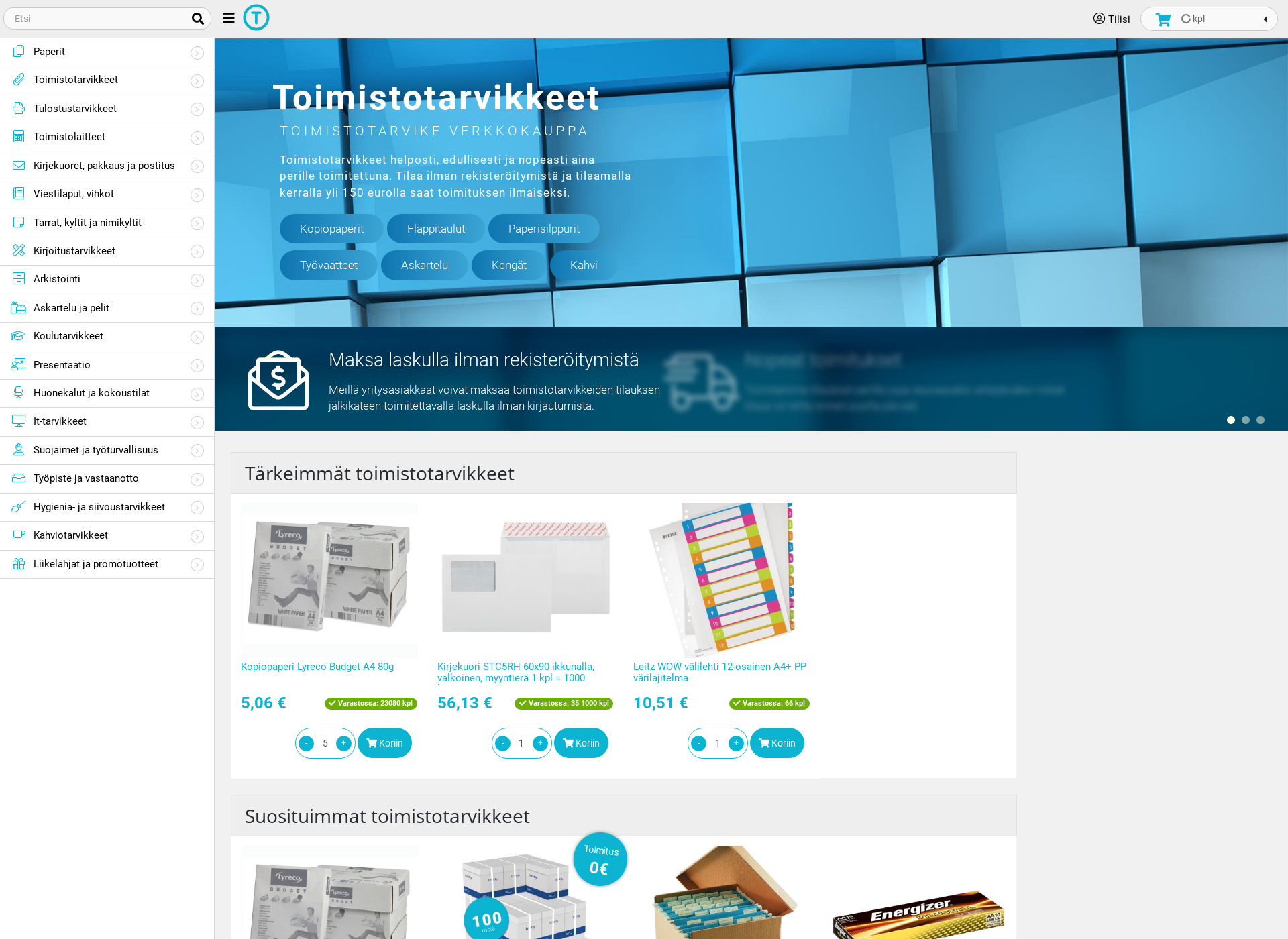 Screenshot for toimistotarvikekauppa.fi