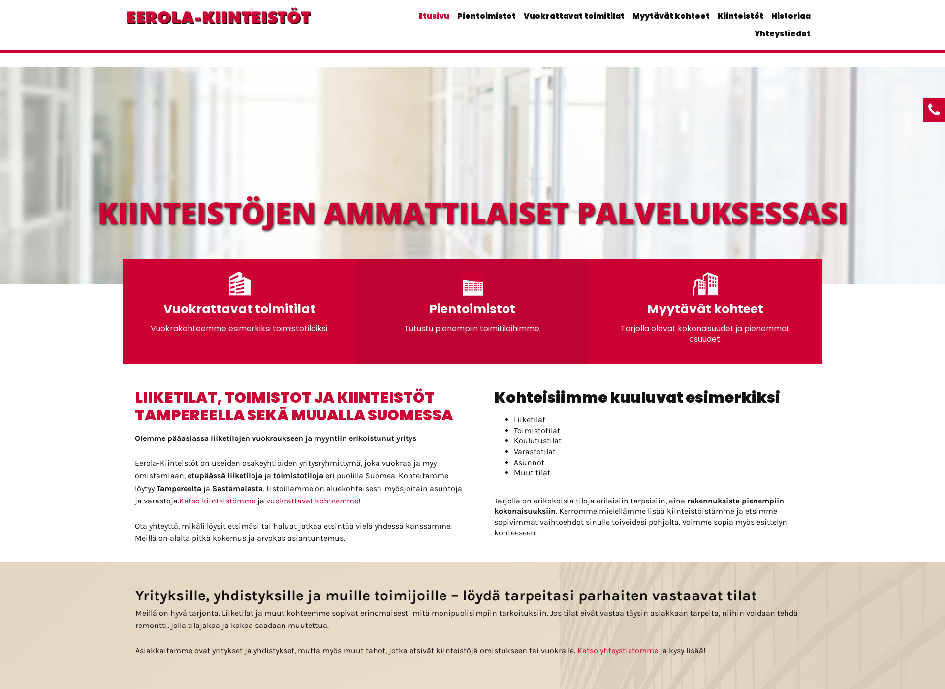 Skärmdump för toimistotilat.fi