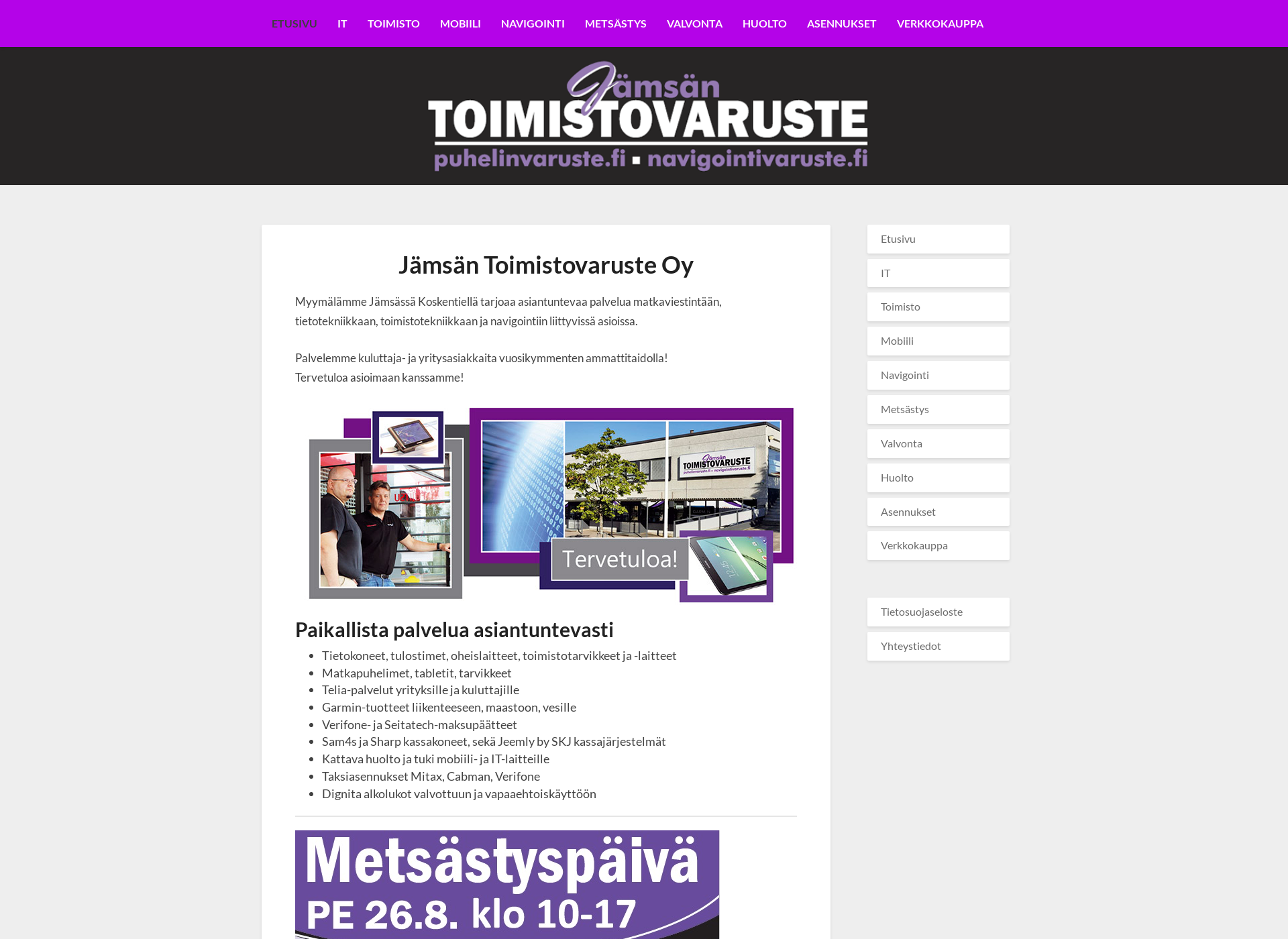 Skärmdump för toimistovaruste.fi