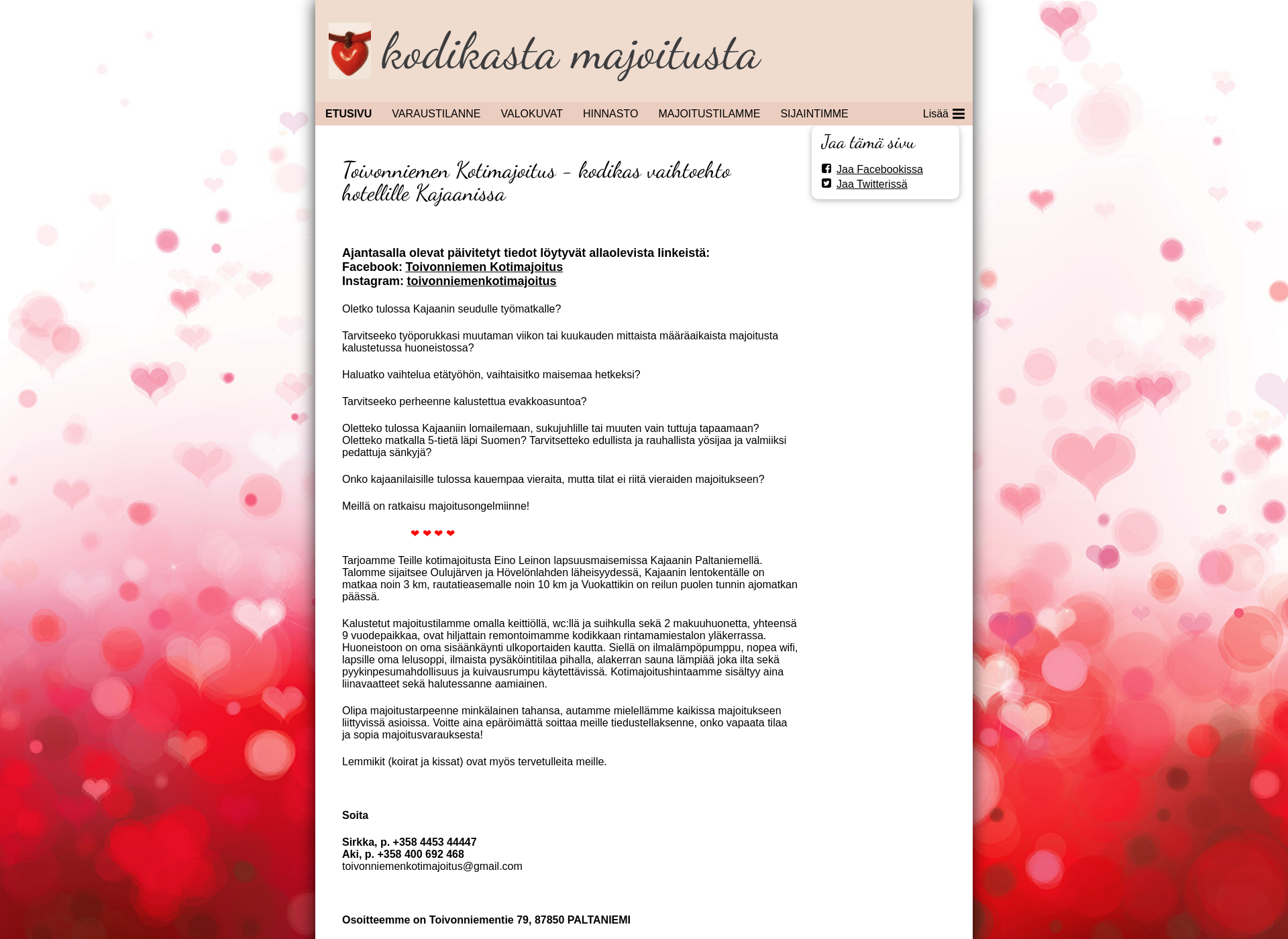 Screenshot for toivonniemenkotimajoitus.fi