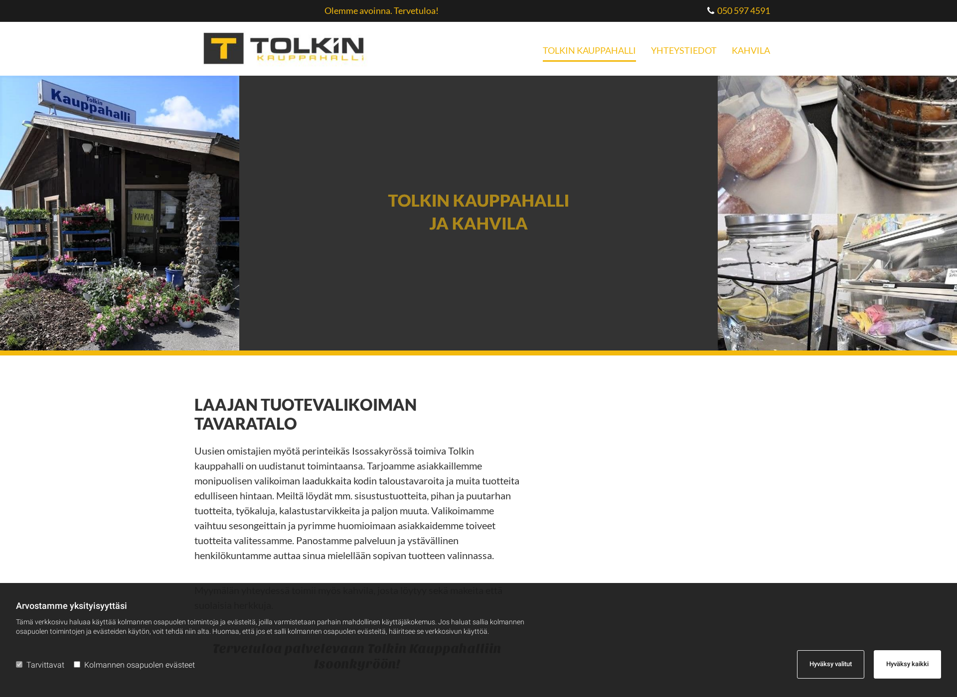 Screenshot for tolkinkauppahalli.fi
