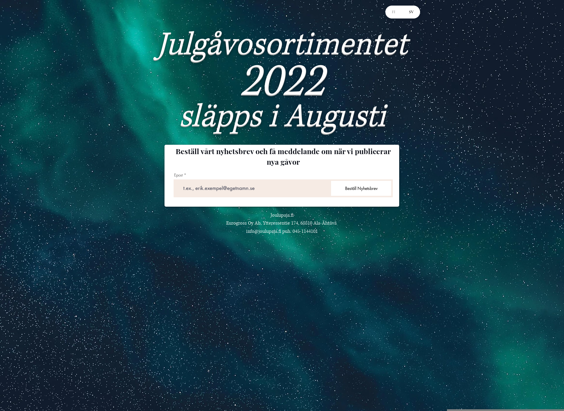 Skärmdump för tomteverkstaden.fi