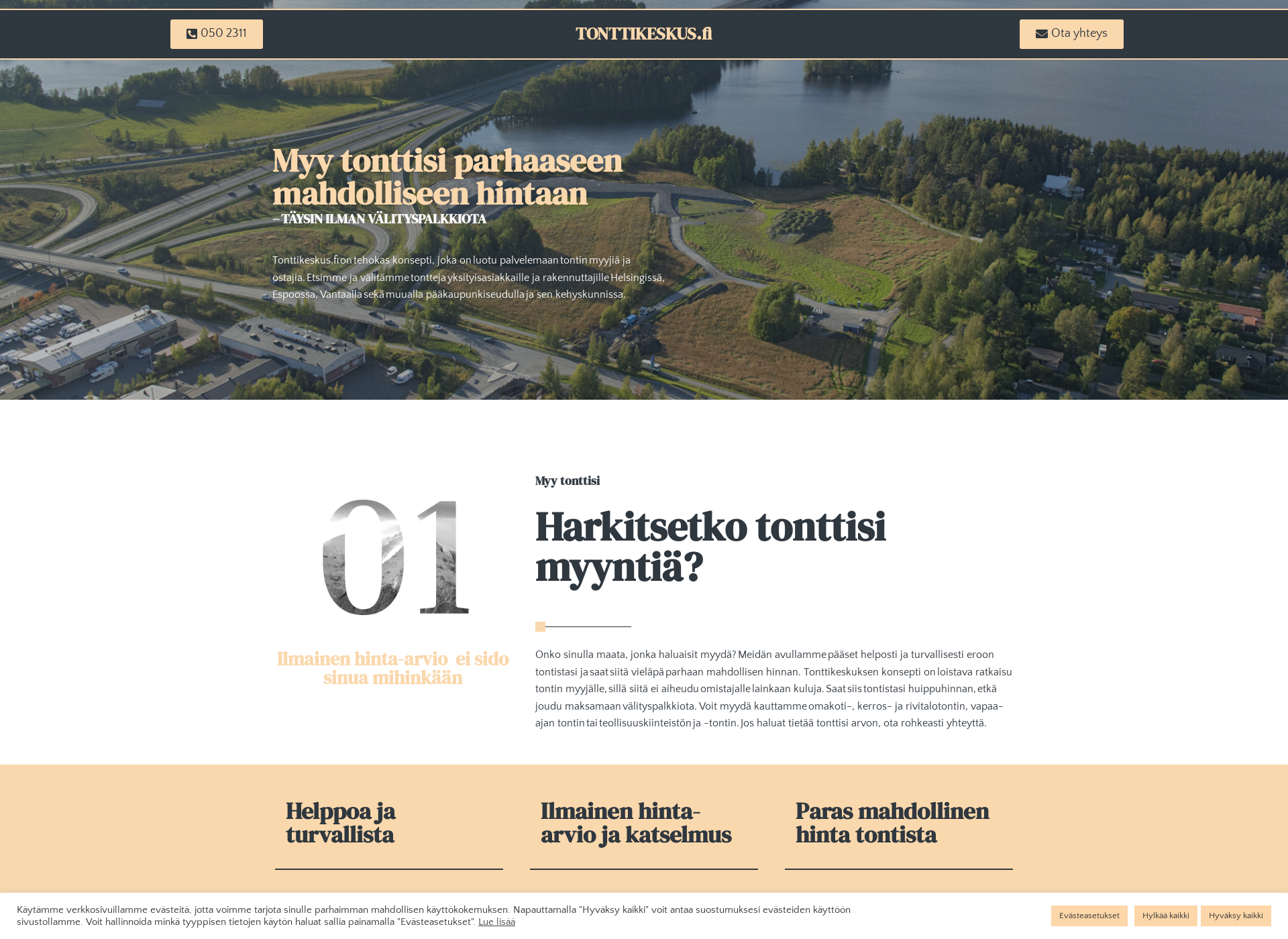 Skärmdump för tonttikeskus.fi