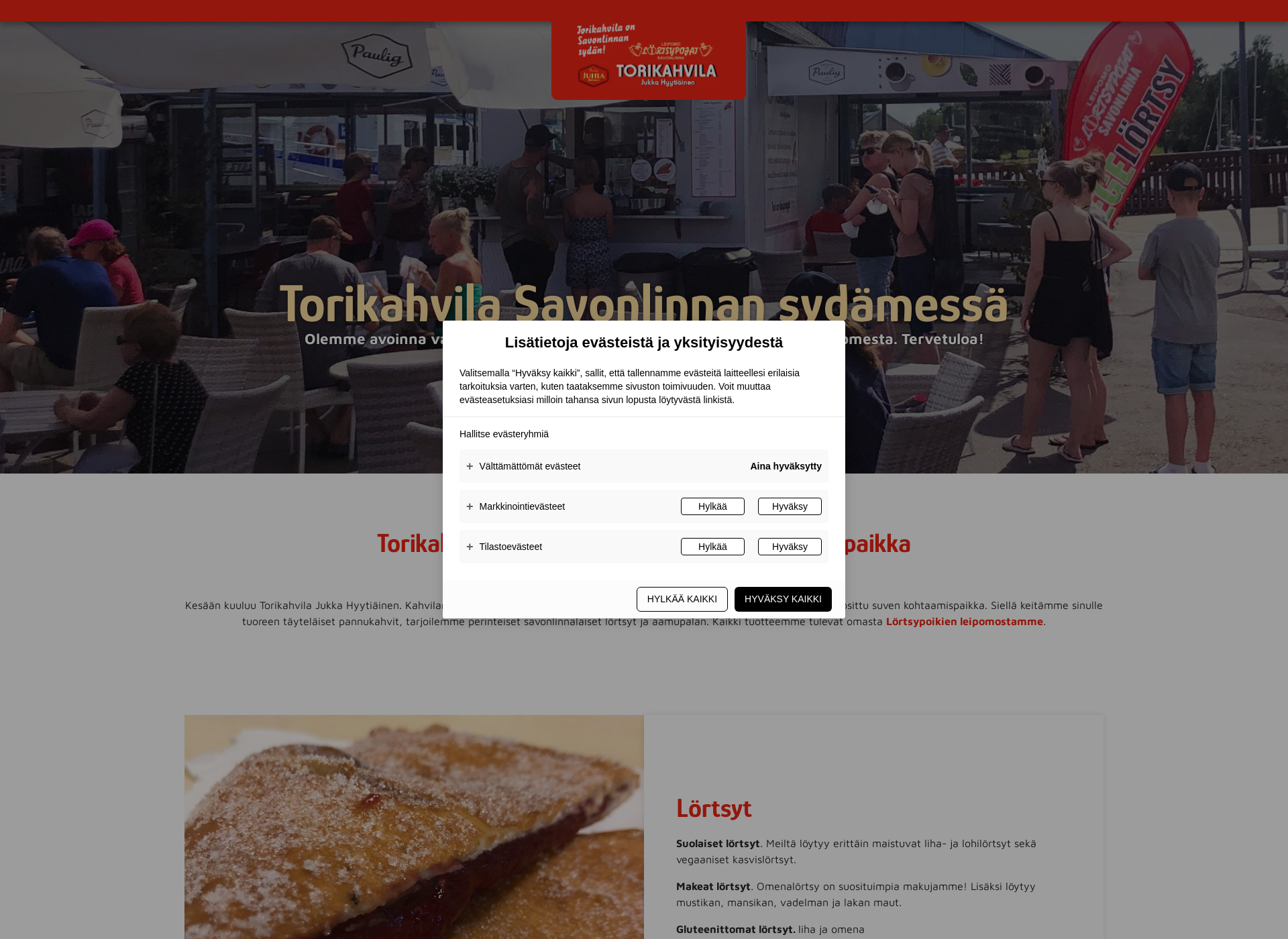 Skärmdump för torikahvilahyytiainen.fi