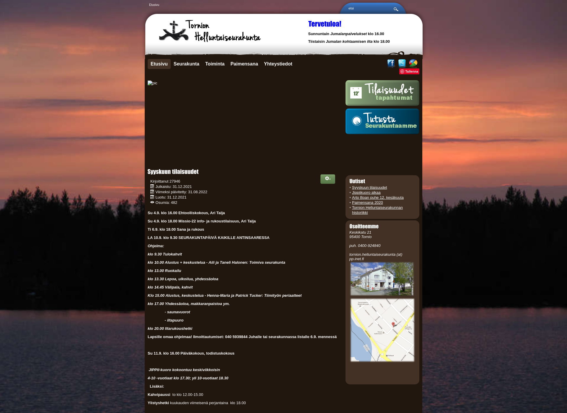 Screenshot for tornionhelluntaiseurakunta.fi