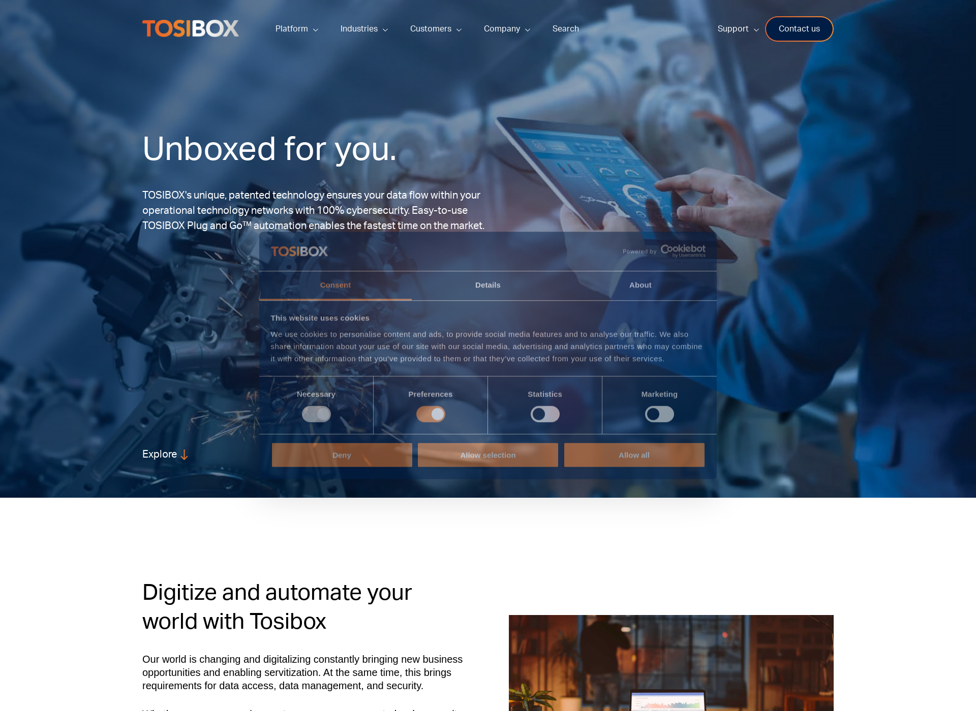Skärmdump för tosibox.fi