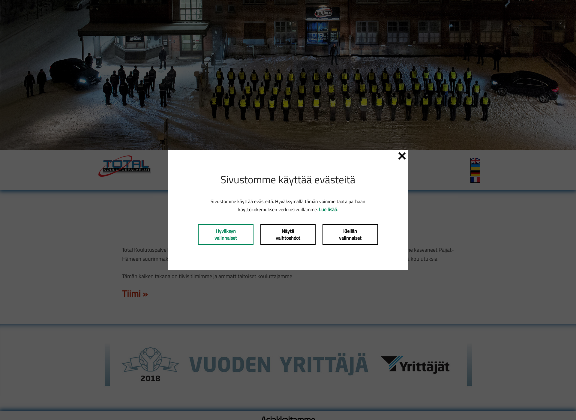 Skärmdump för totalkoulutuspalvelut.fi